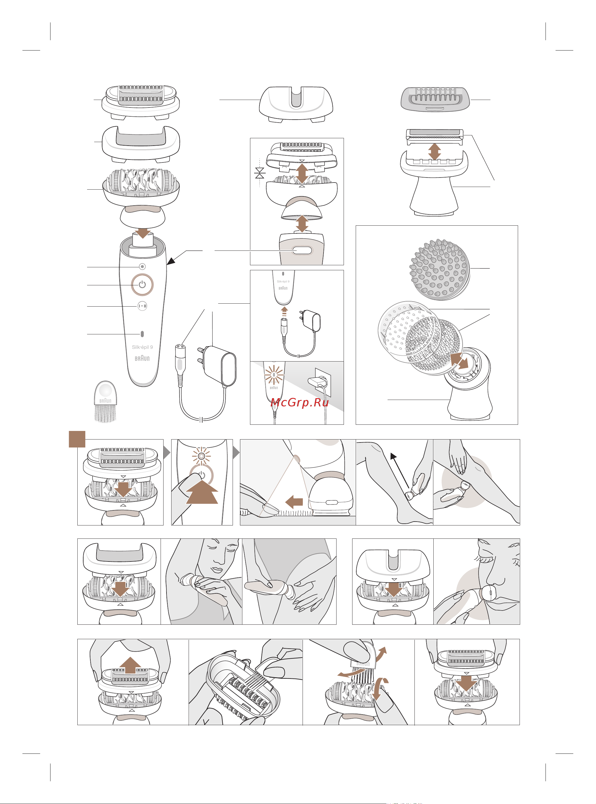 Braun SES 9300 3D Silk-epil 9 Flex + мини-эпилятор для лица Инструкция по эксплуатации онлайн [4/144] 644758