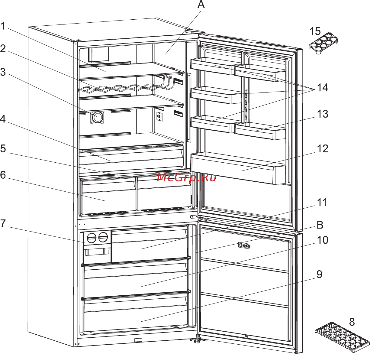 Whirlpool W84BE 72 X [41/136] Детали прибора и отсеки