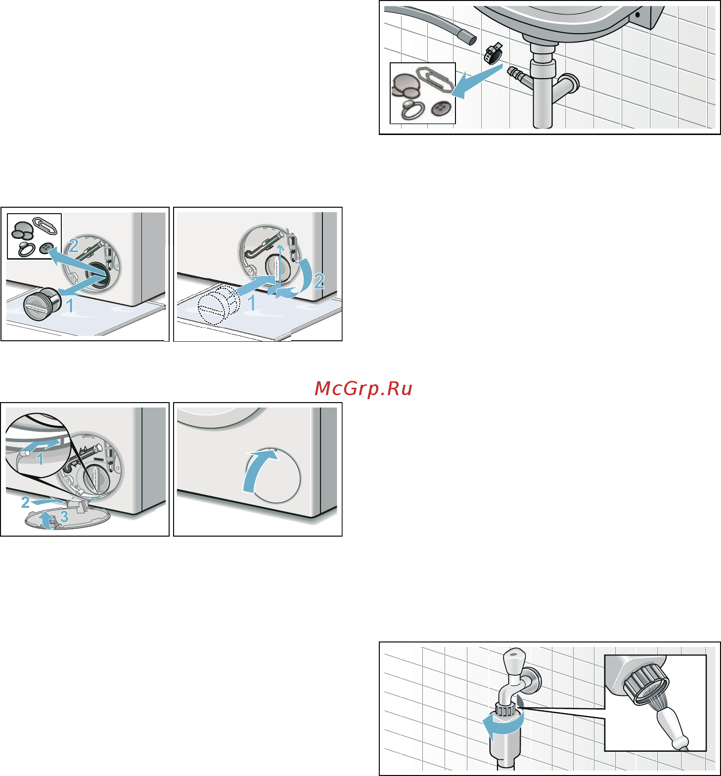 Siemens iQ300 PerfectCare WH22A2W1OE [41/54] Засорение сетчатого фильтра в шланге для подачи воды