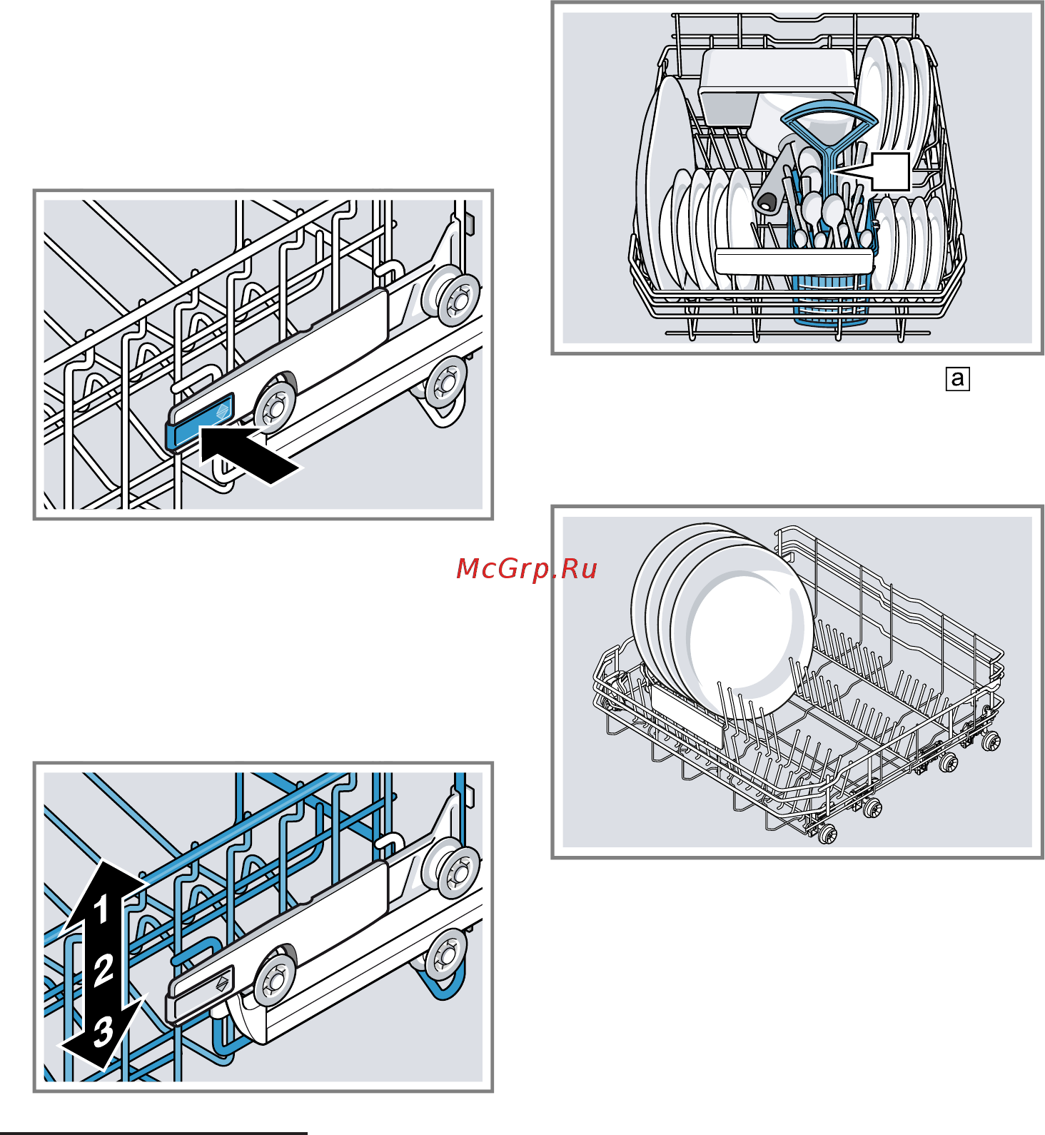 Siemens iQ100 Hygiene Dry SR61IX1DKR [23/68] Установка верхней корзины для посуды с боковыми рычагами