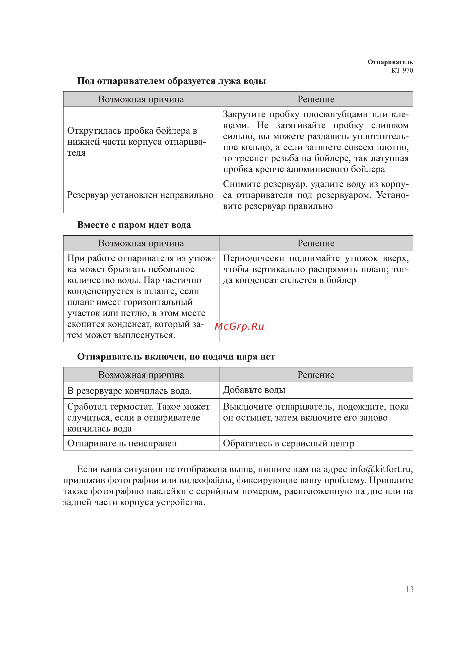 Kitfort КТ-970 Инструкция по эксплуатации онлайн [13/16] 562339