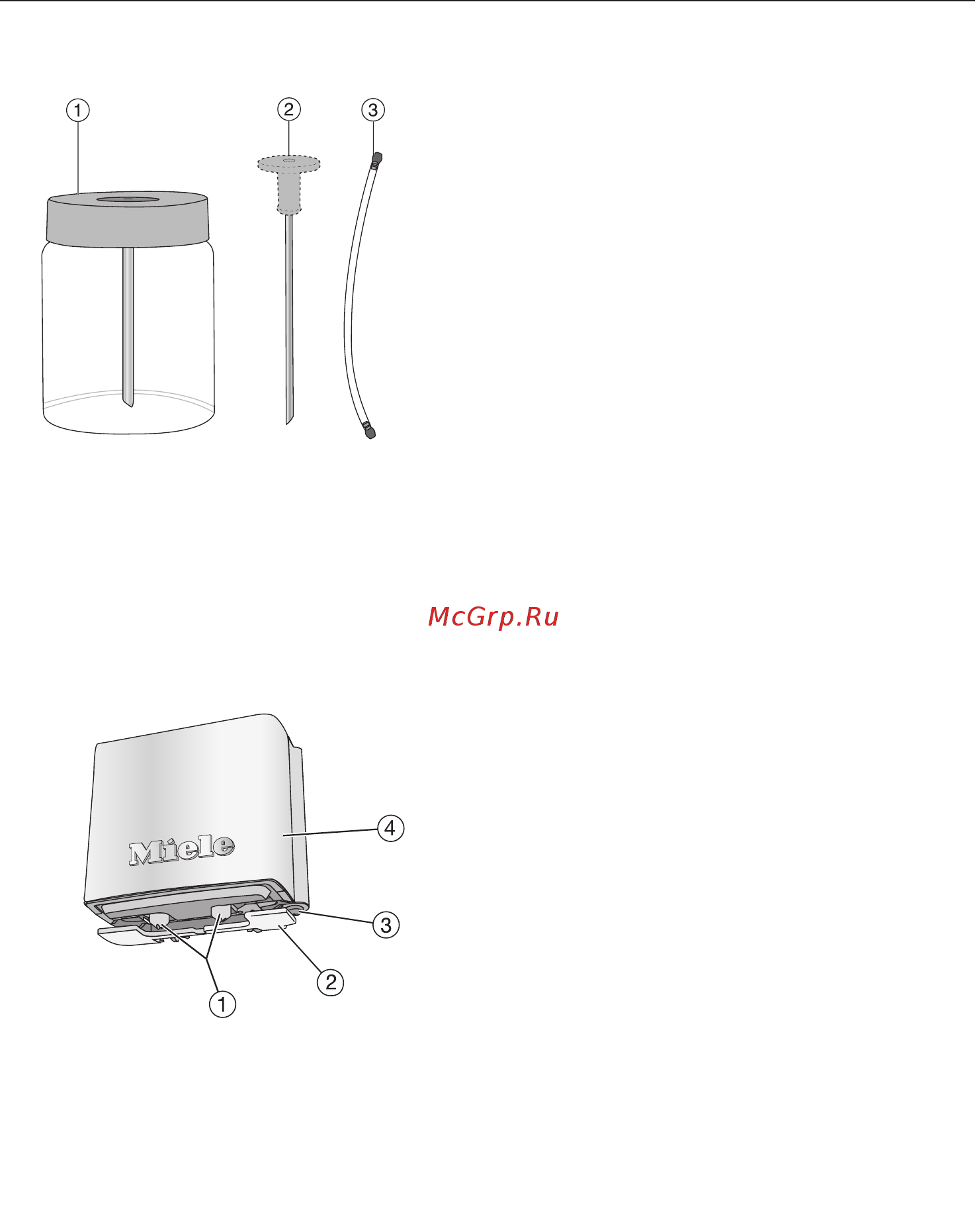 Miele CM7350 BRWS [18/112] Ёмкость для молока и вставка для трубки подачи молока
