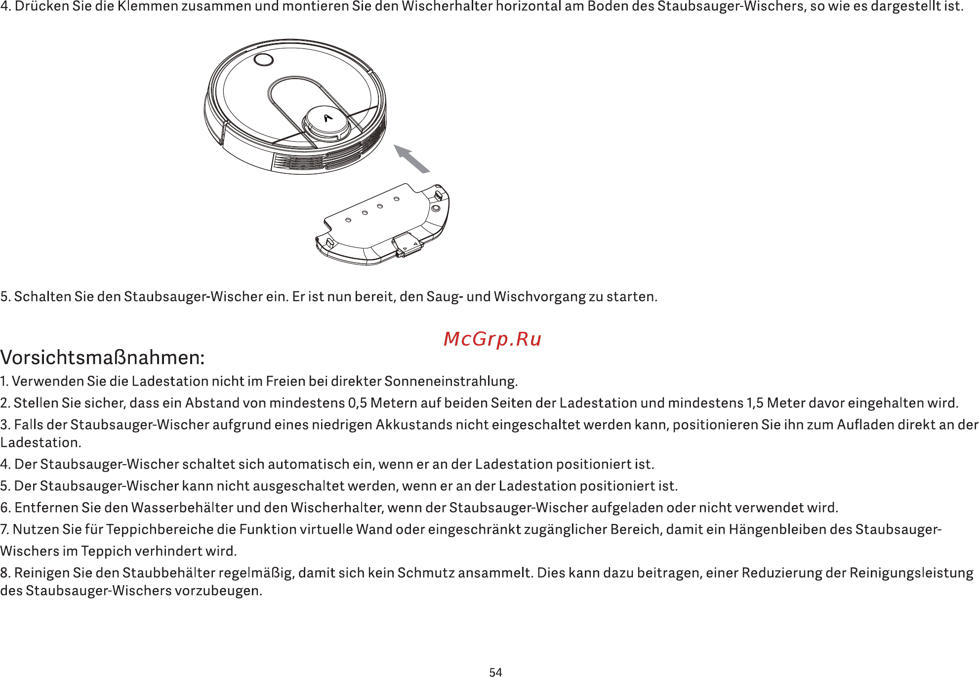 Viomi Cleaning Robot SE V-RVCLM21A [56/99] Vorsichtsmaßnahmen