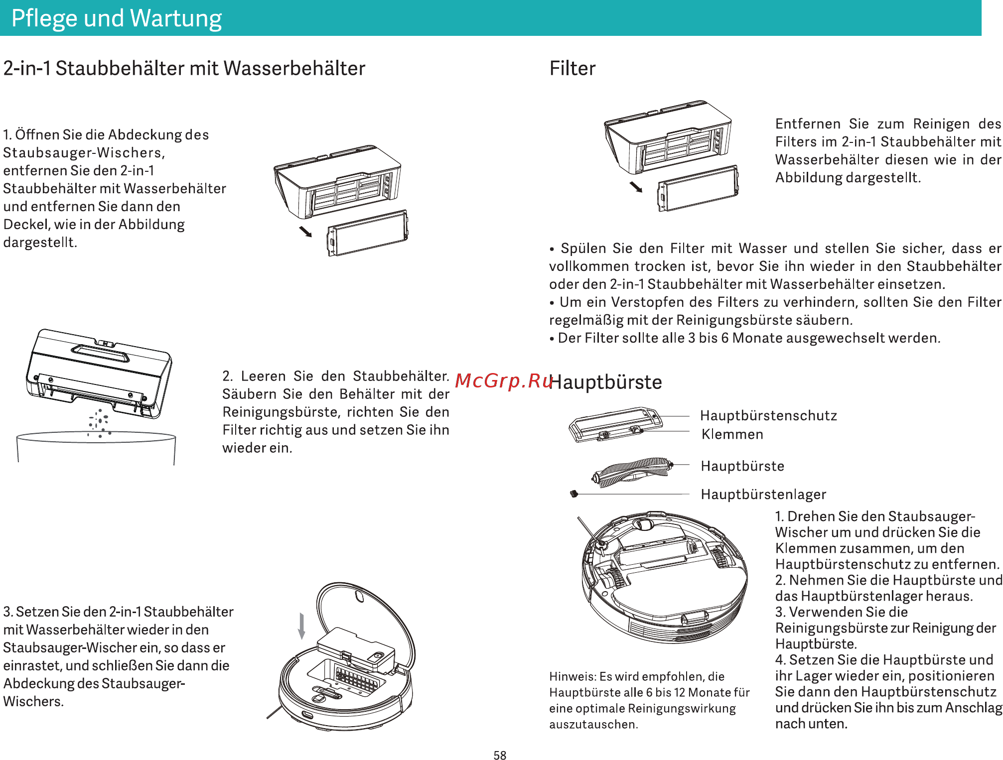 Viomi V-RVCLM21A [60/99] Pflege und wartung