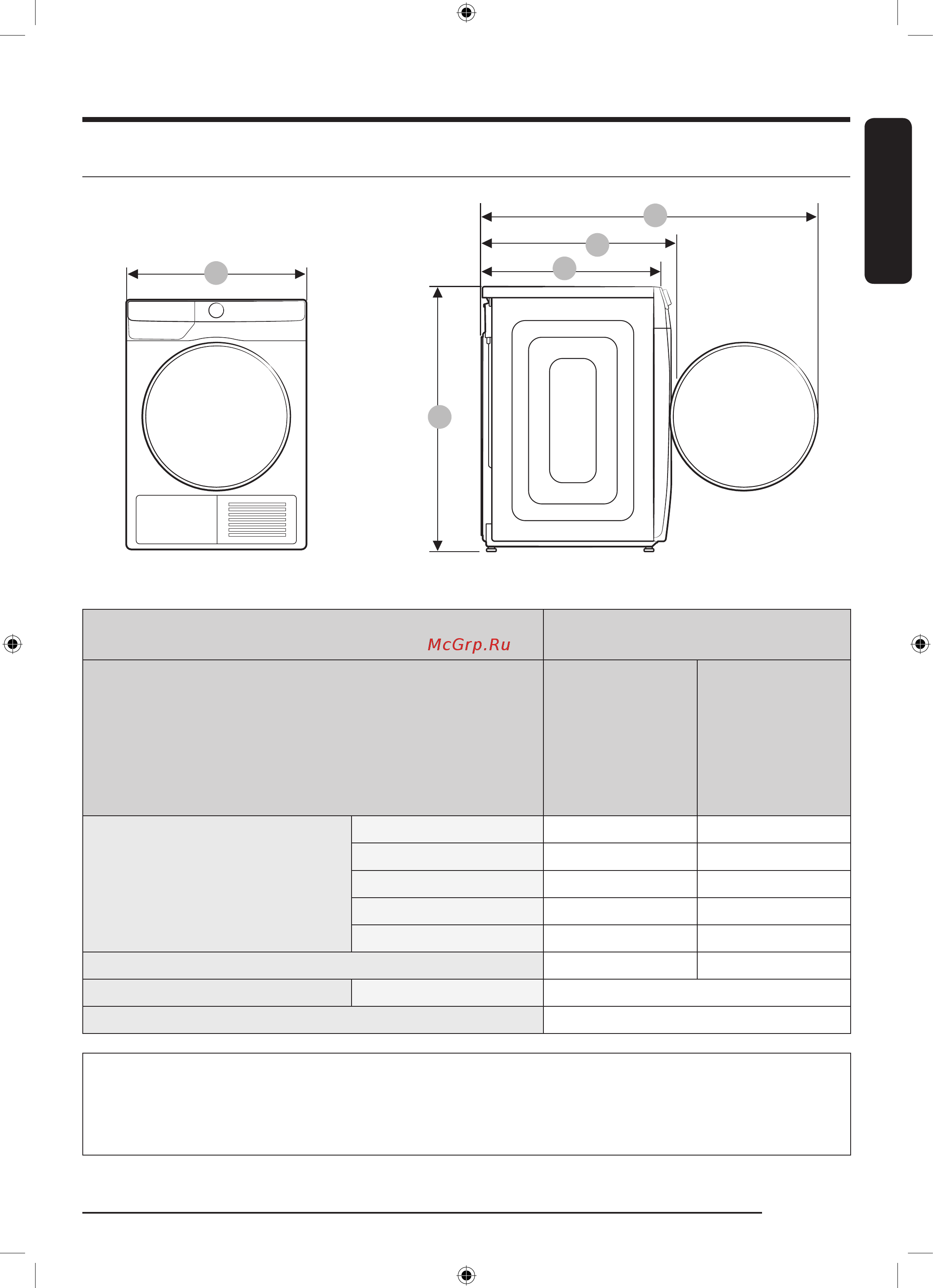 Samsung DV90T5240AT/LP [111/0] Техникалық сипаттама