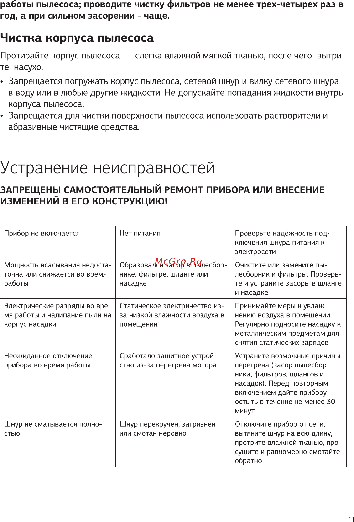 STARWIND SCV2045 [11/16] Абразивные чистящие средства