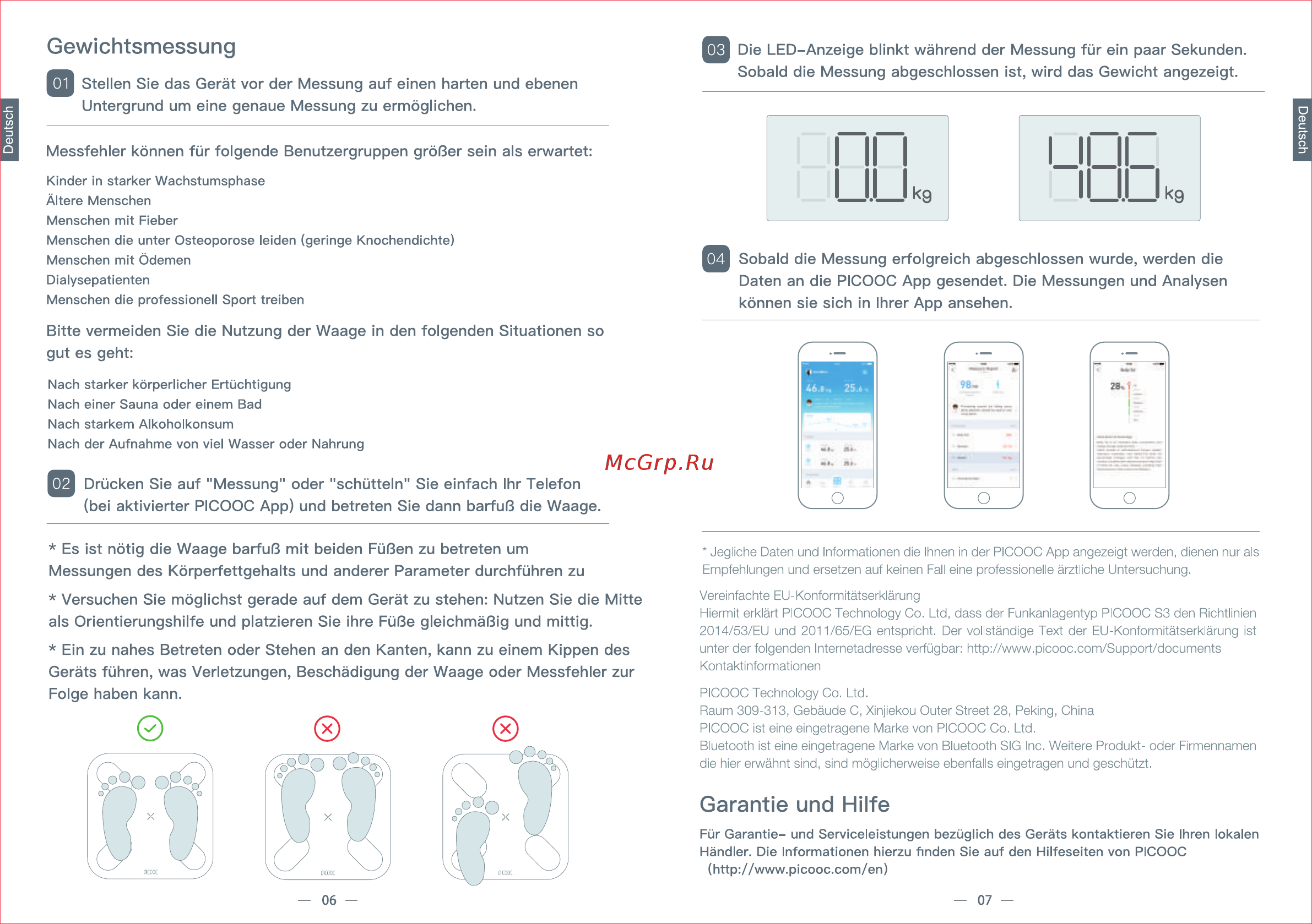 Picooc S3 Lite V2 [5/22] Garantie und hilfe