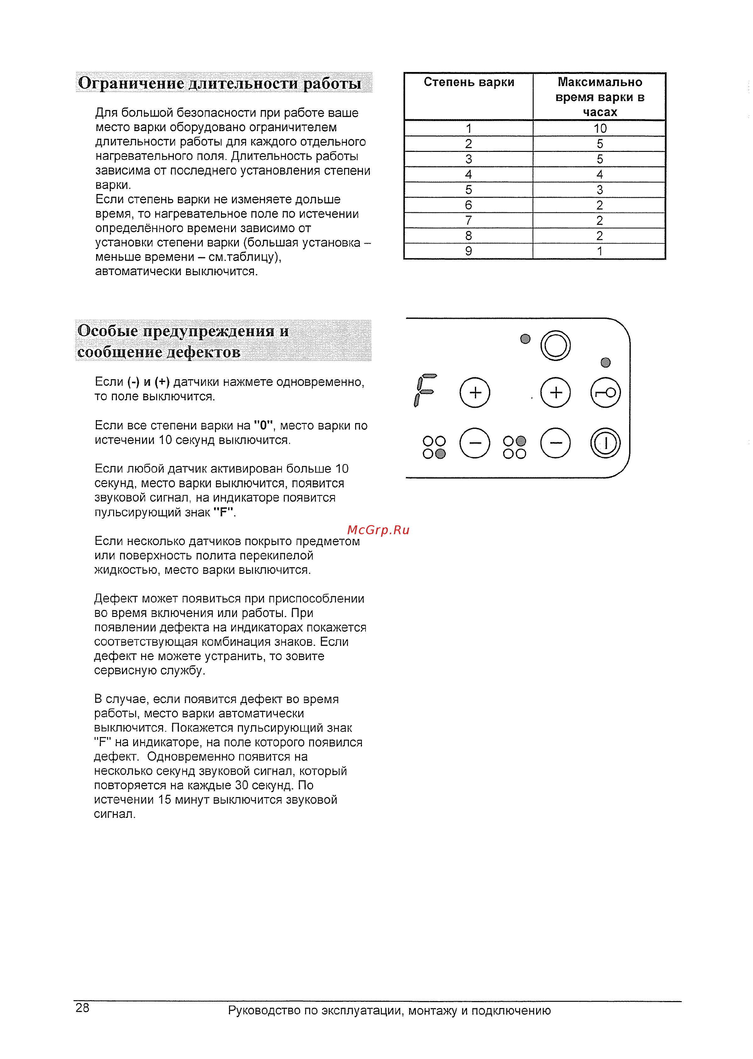 Gorenje ECT 68C-HL [12/13] Ограничение длительности работы