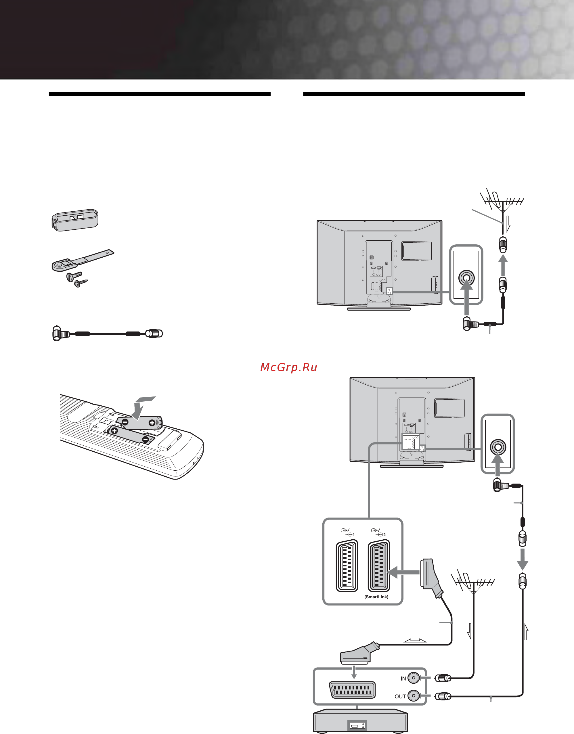 Sony KDL-26 U2000 [4/27] Подключение антенны видеомагнитофона
