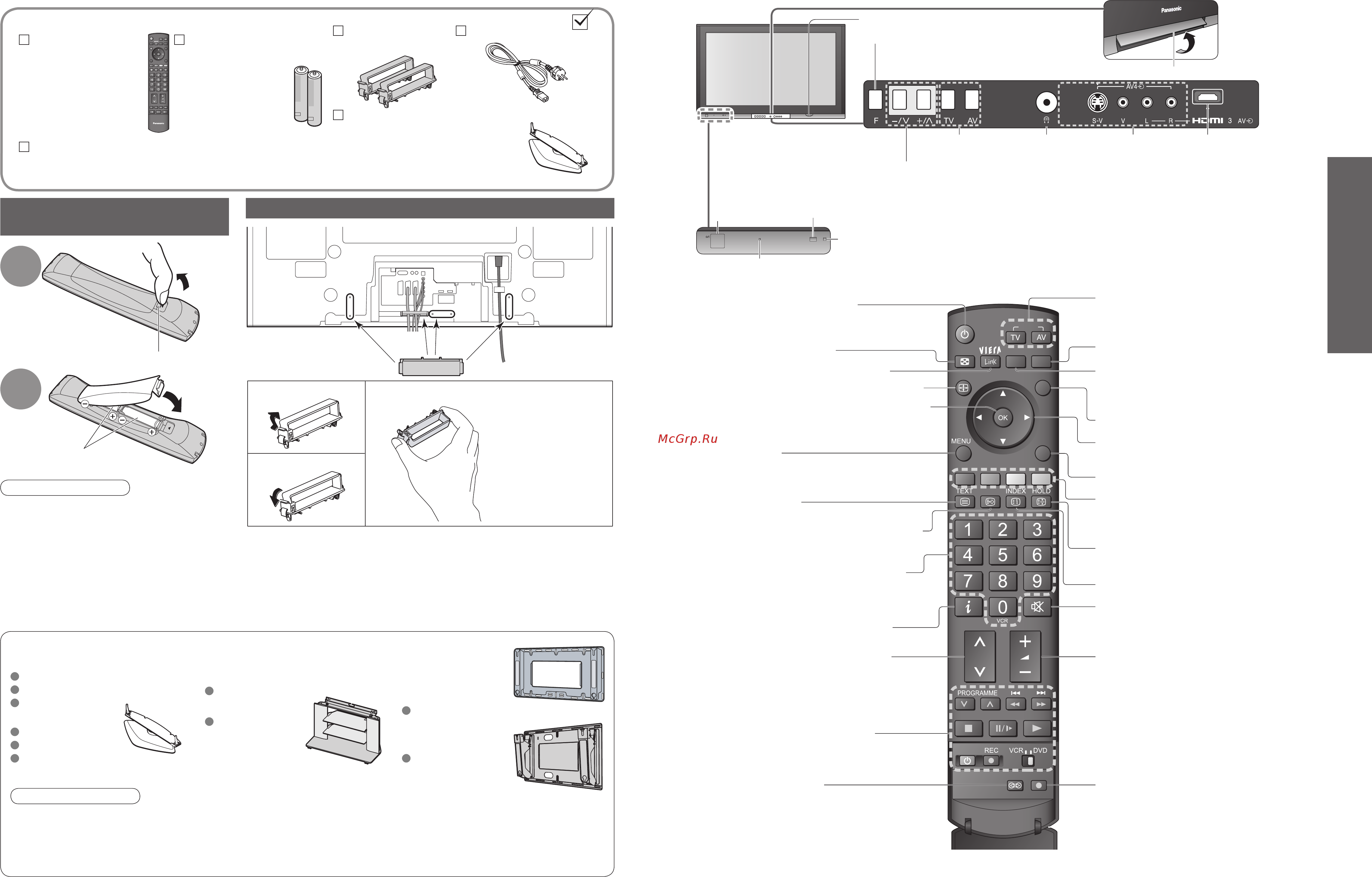 Panasonic TH-R42 PV700 [4/22] Установка батареек пульта дистанционного управления