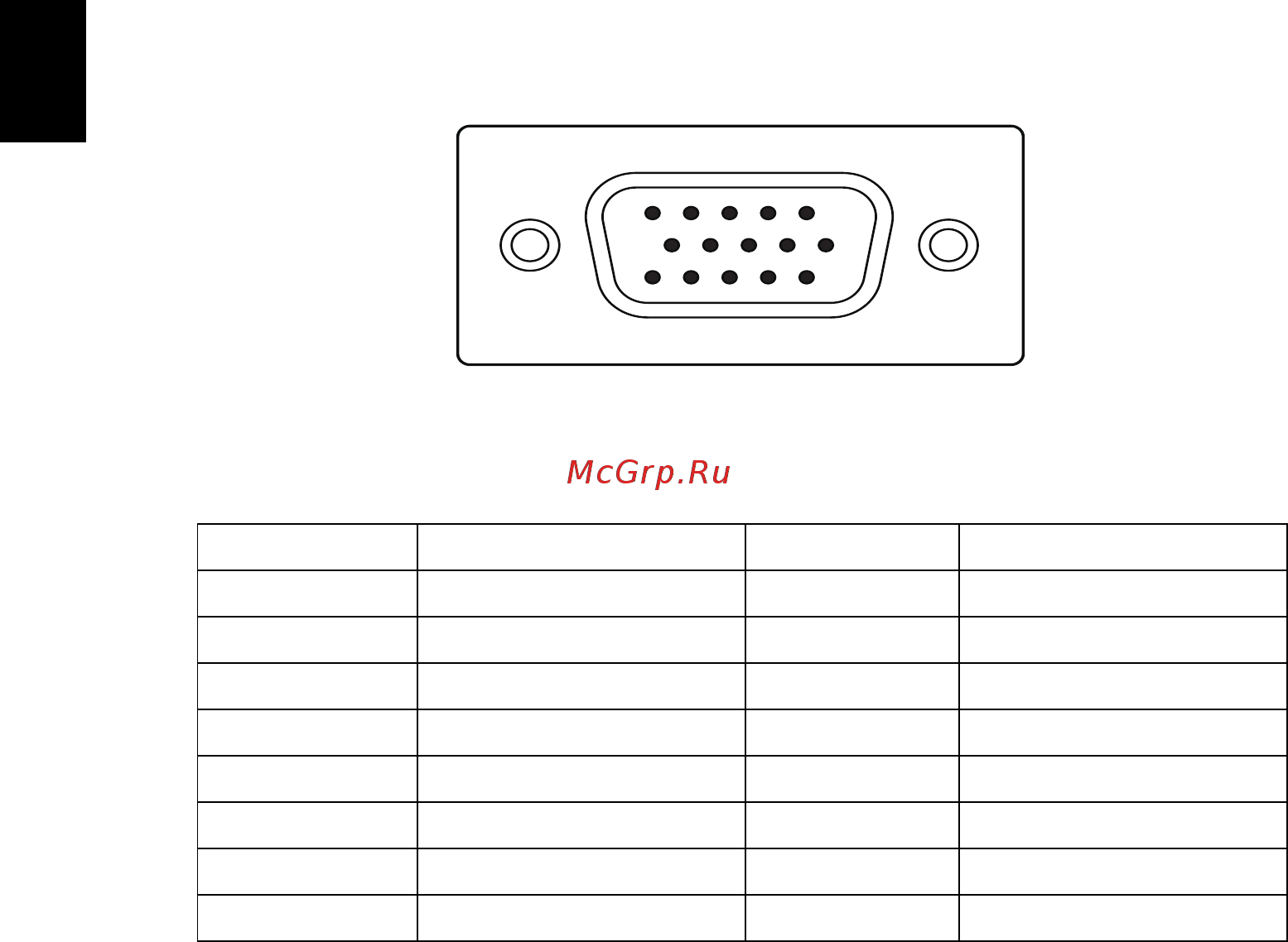Acer K242HL bid [16/27] Назначение контактов разъема