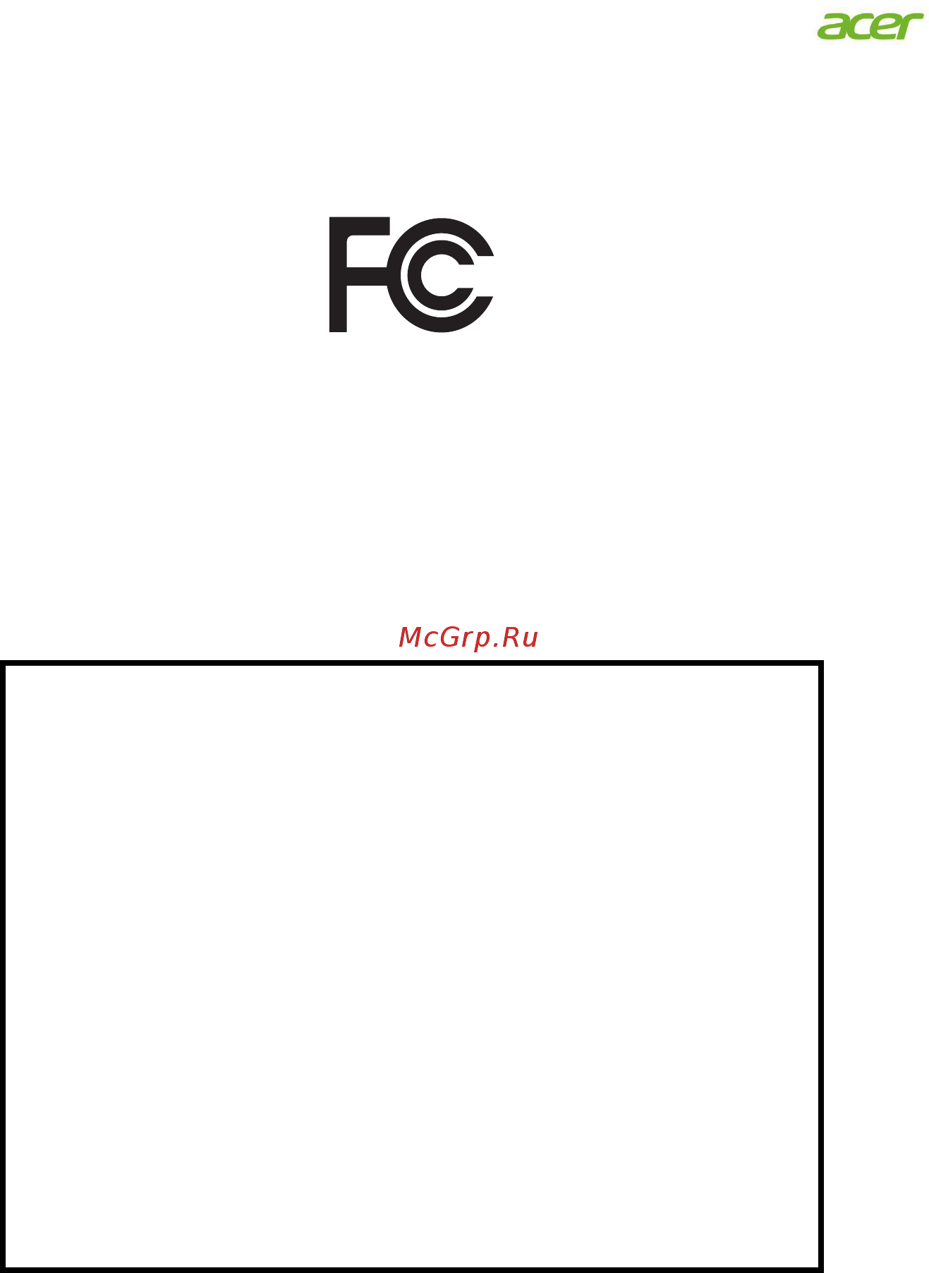 Acer V176L b [11/28] Federal communications commission declaration of conformity