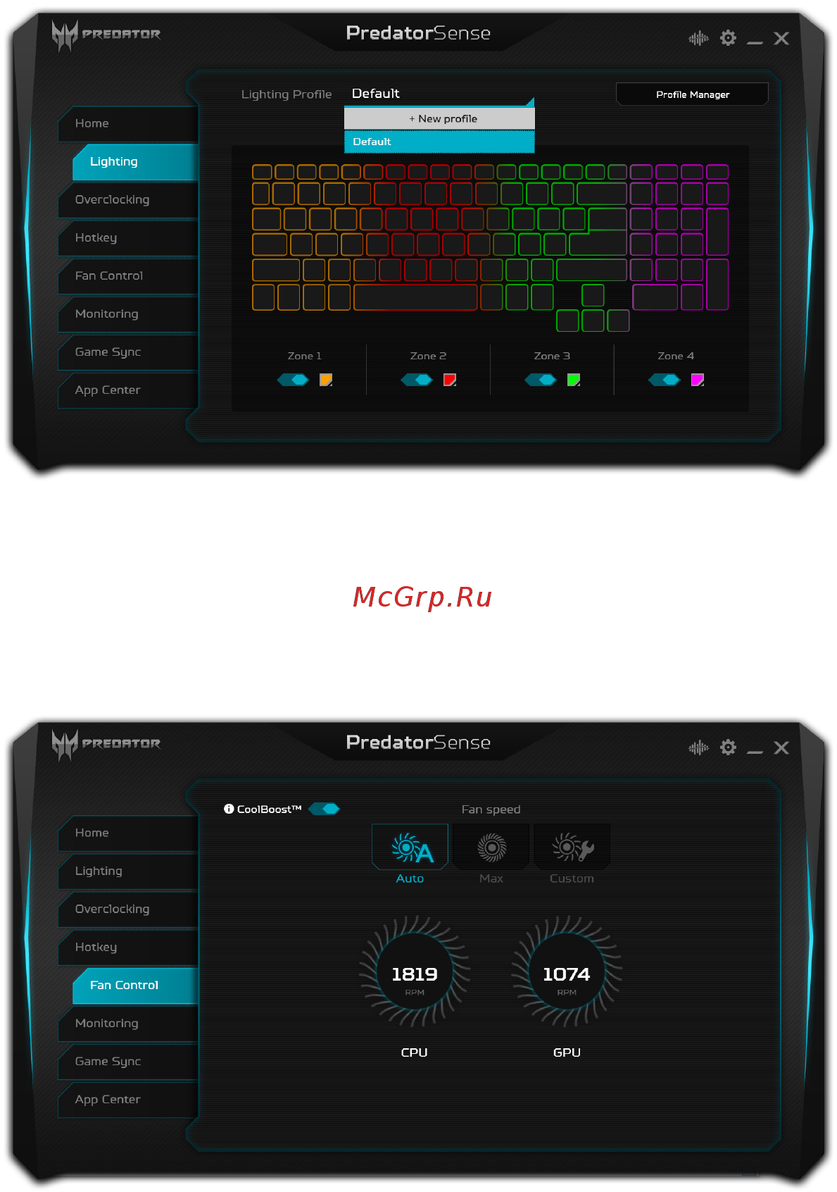 Acer Predator Helios 500 PH517-51-799P NH.Q3NER.008 [49/105] Управление вентилятором