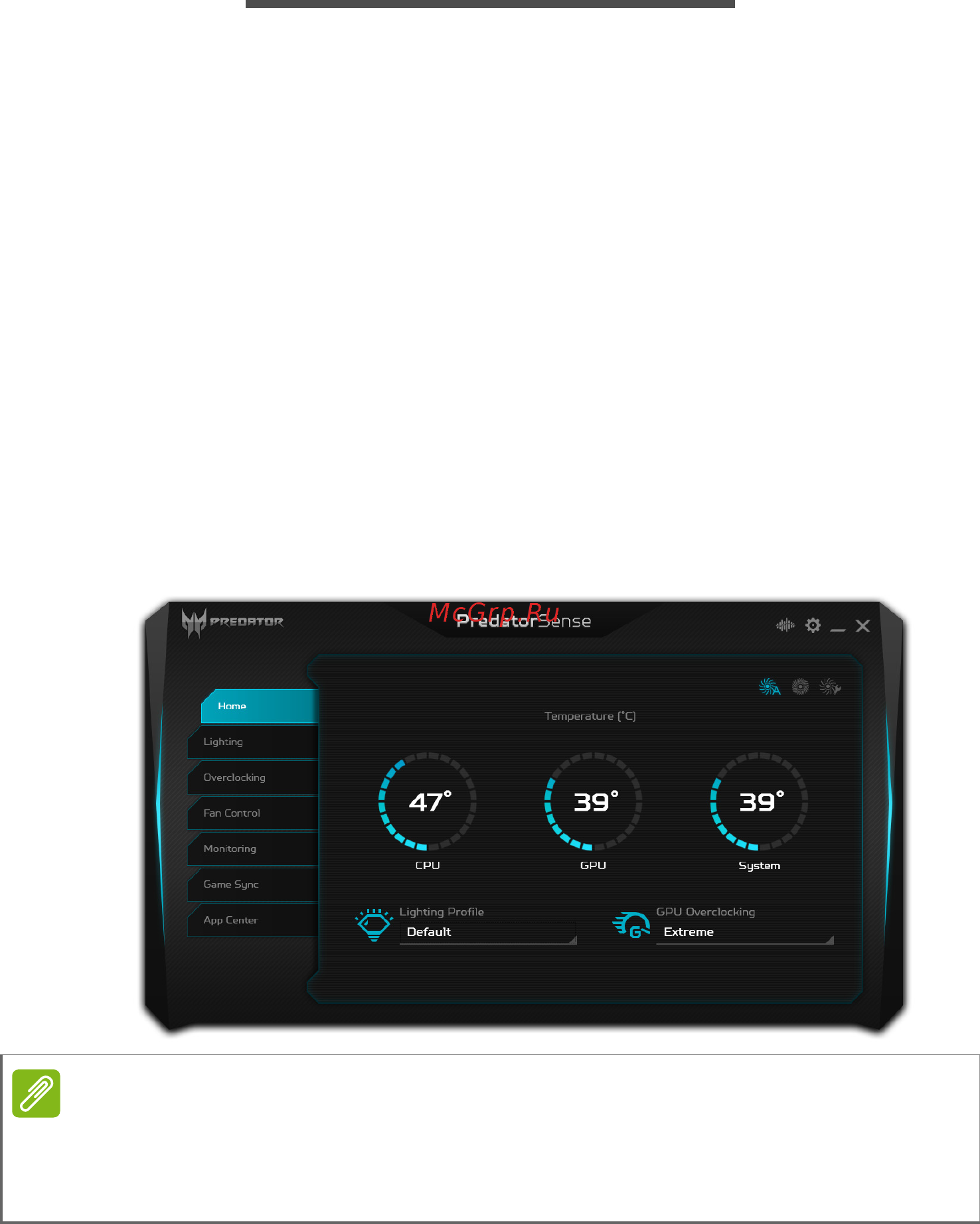 Acer Predator Triton 500 PT515-51-773B NH.Q4WER.007 [40/100] Главный экран программы predatorsense