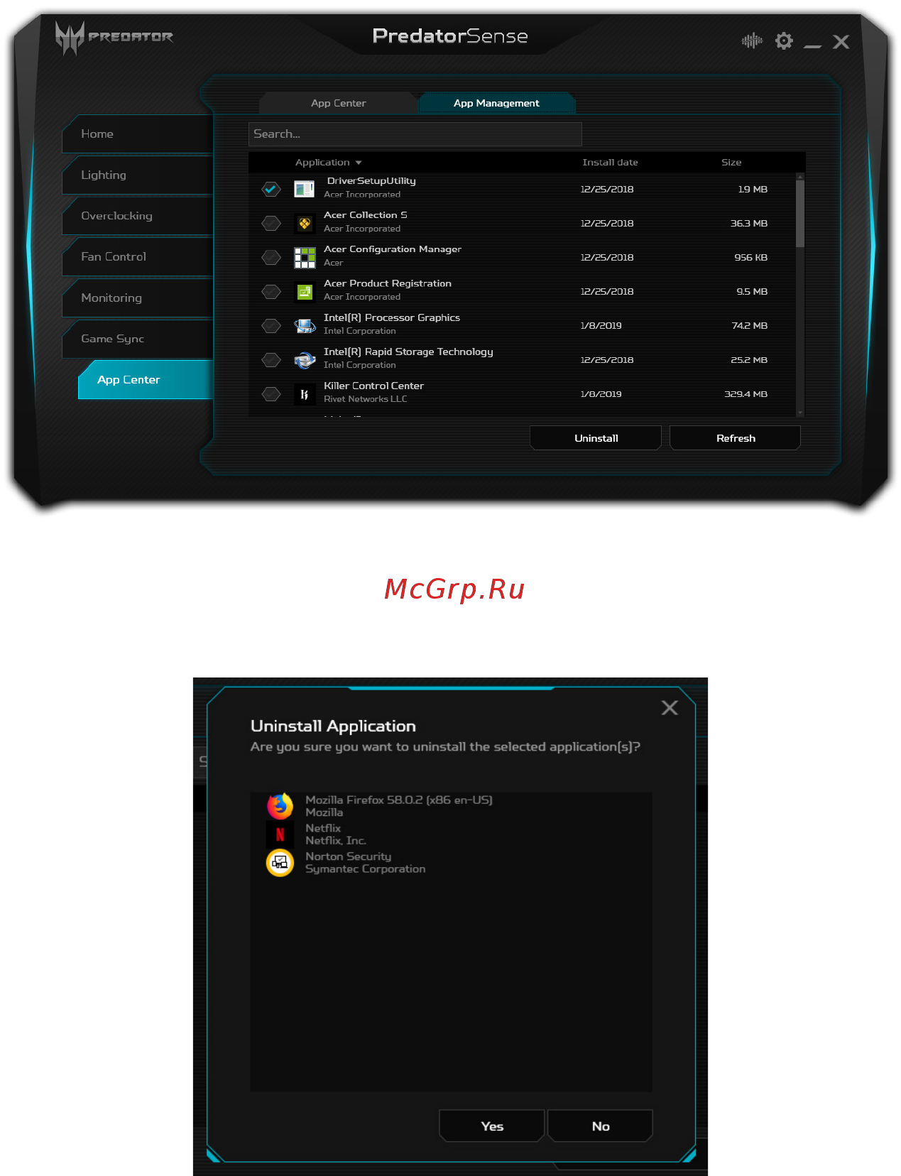 Acer Predator Triton 500 PT515-51-773B NH.Q4WER.007 [49/100] Управление приложениями