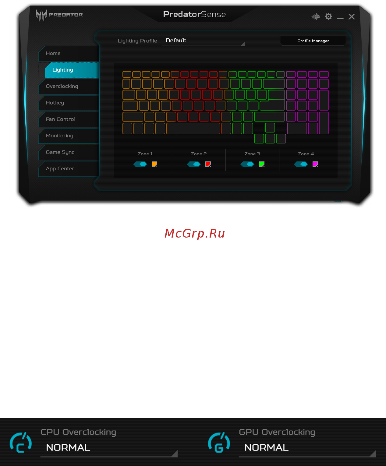 Acer Predator Helios 500 PH517-61-R3R9 NH.Q3GER.005 [45/106] Настройка подсветки клавиатуры