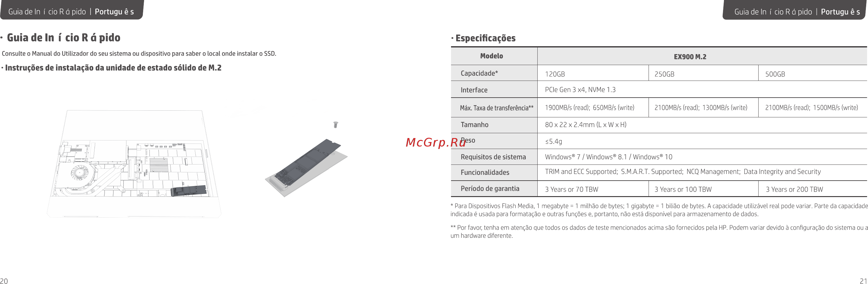 HP 500GB EX900 M.2 (2YY44AA) [12/24] Guia de in í ció r á pido