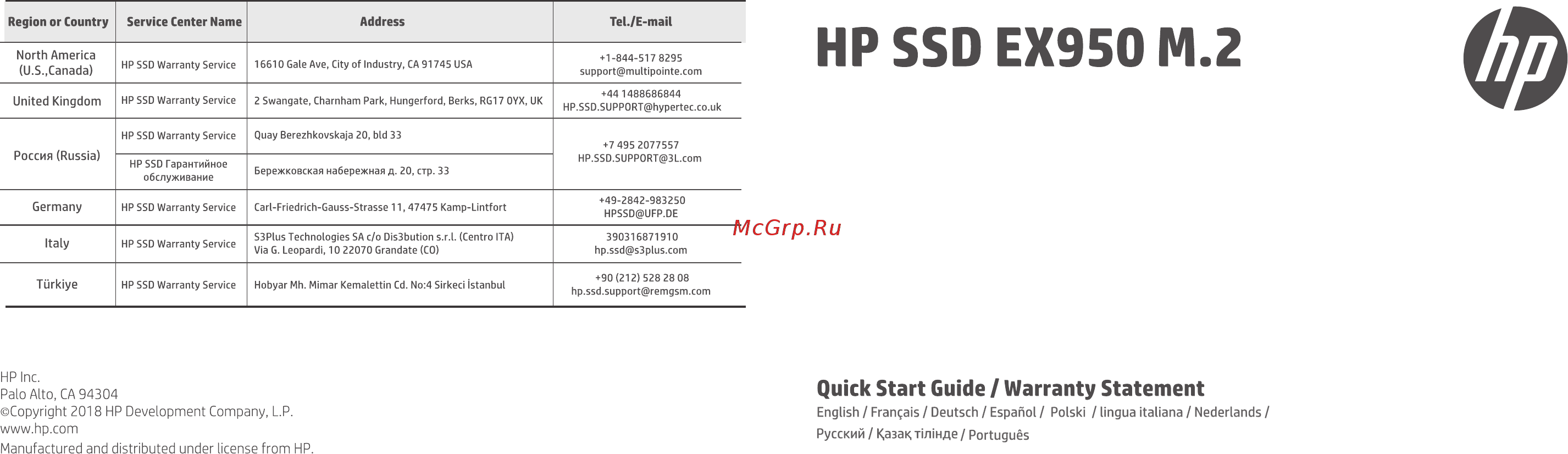 HP 512GB EX950 M.2 (5MS22AA) Инструкция по эксплуатации онлайн