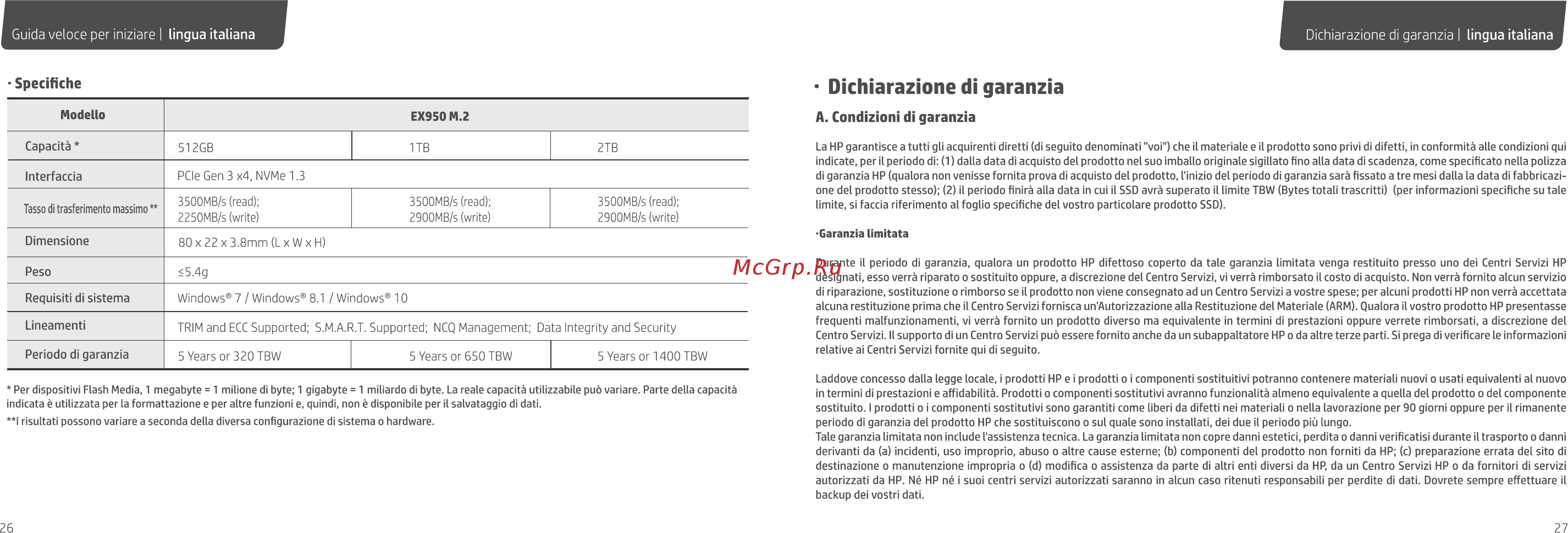 HP 1TB EX950 M.2 (5MS23AA) [15/26] Dichiarazione di garanzia