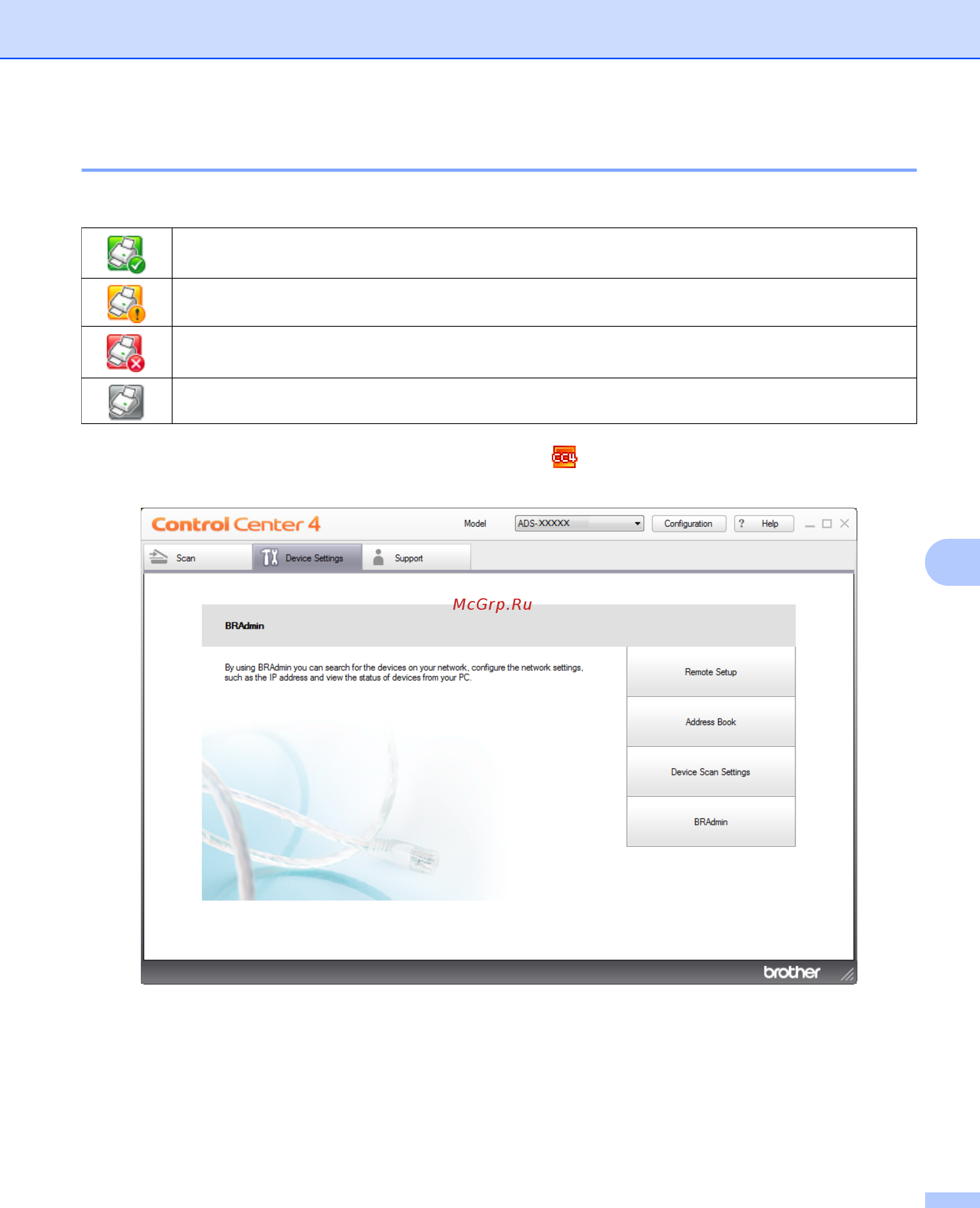 Brother ADS-2400N (ADS2400NUN1) [225/303] Индикаторы status monitor