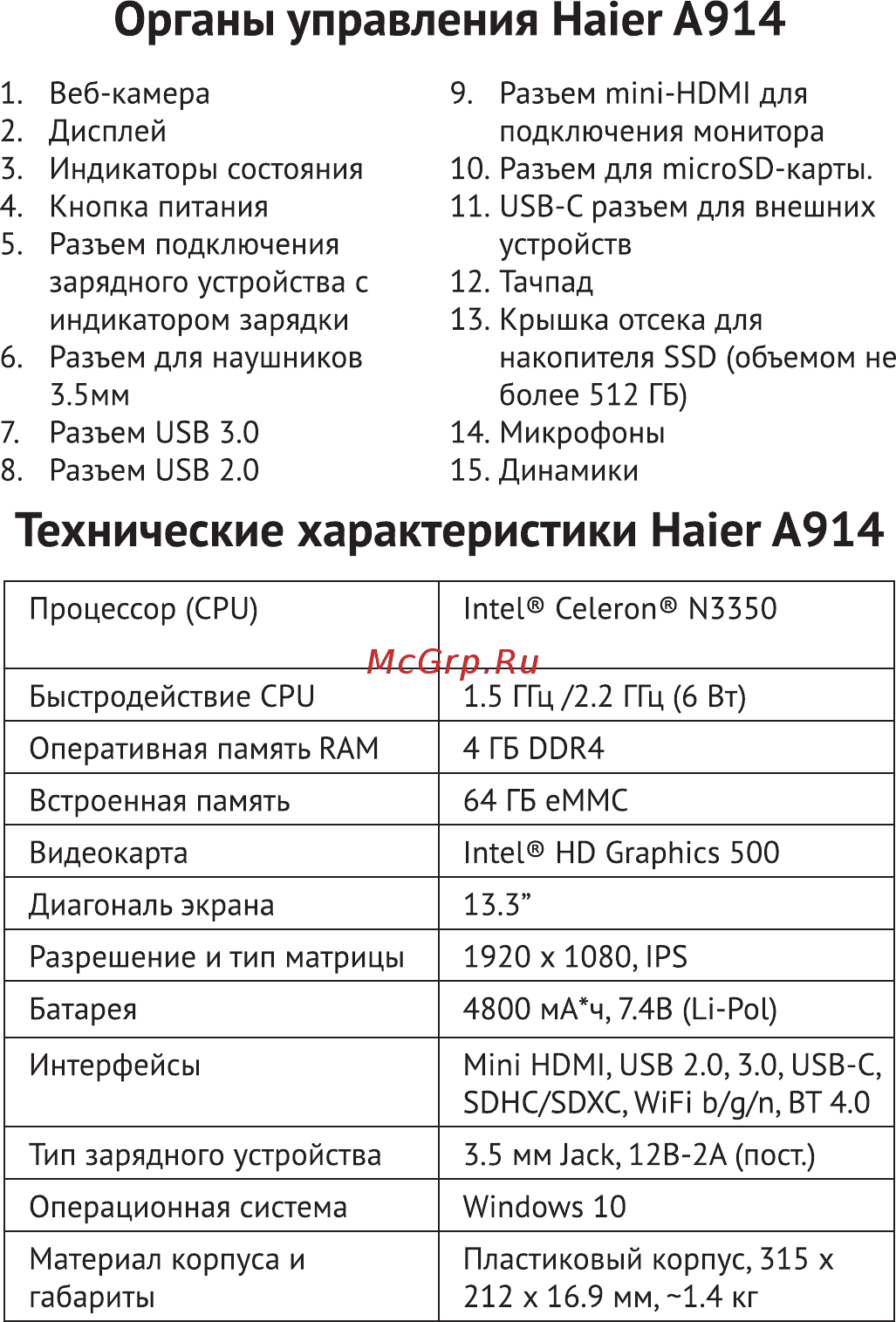 Haier U156 [12/19] Технические характеристики haier а914