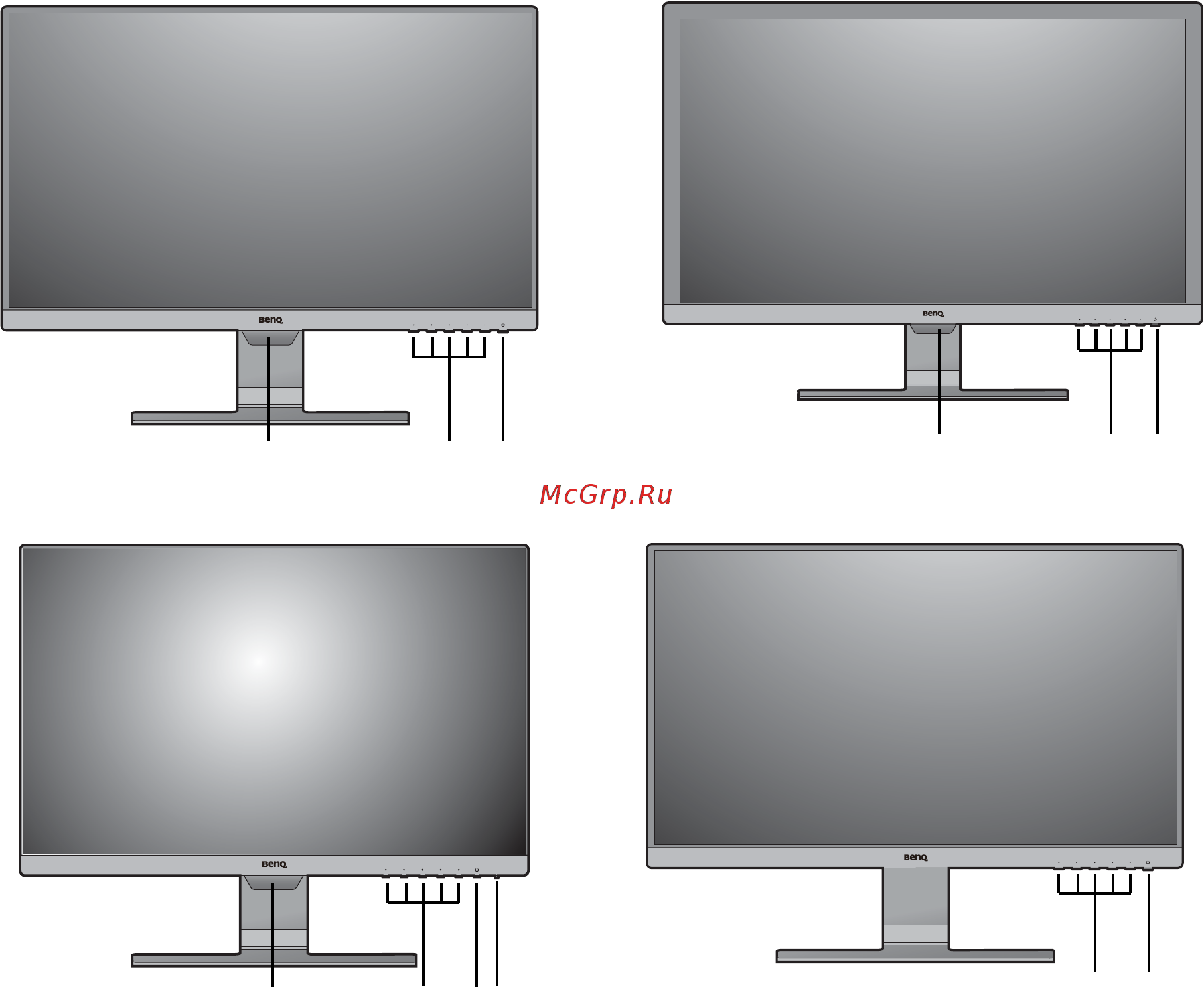 Benq GL2480 [11/66] Светочувствительный датчик для моделей с функцией автояркость 2 кнопки управления 3 кнопка питания 4 индикатор питания