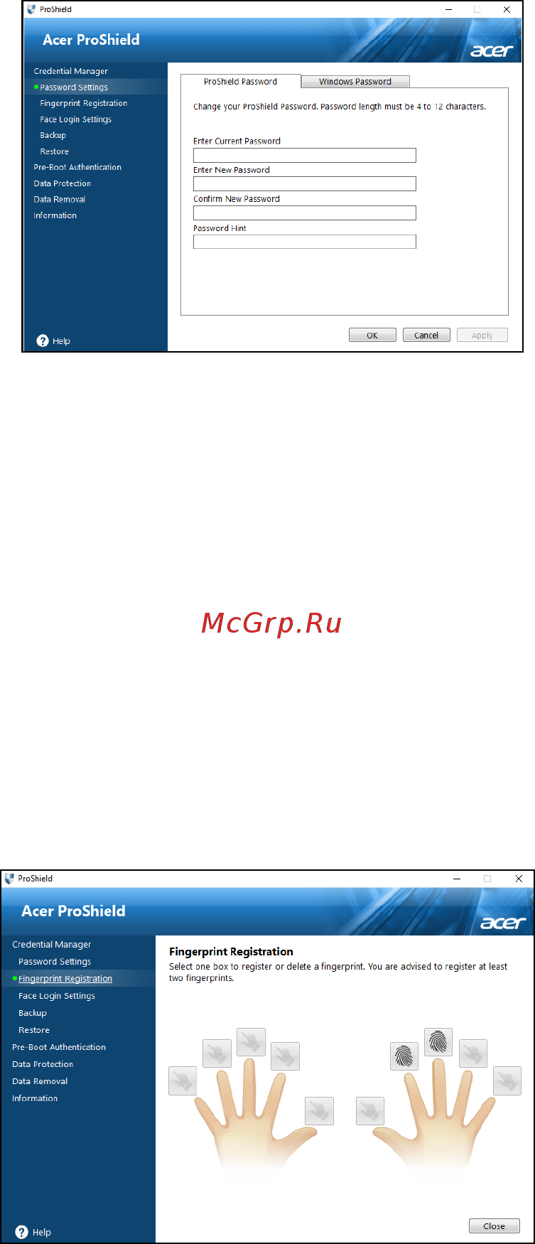 Acer TravelMate P2510-G2 [43/91] Менеджер регистрационных данных