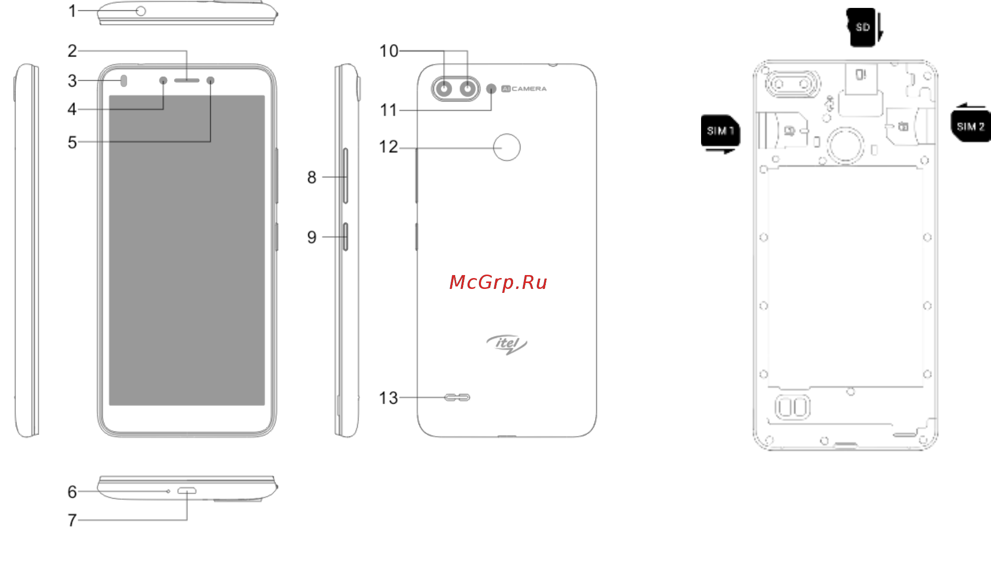 Itel A46 L5503 Dark Water Инструкция по эксплуатации онлайн