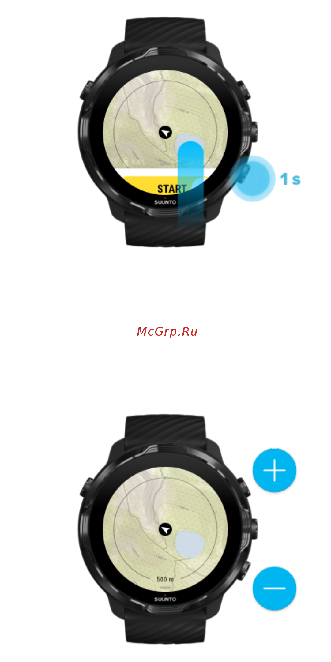 Suunto 7 Black Lime (SS050379000) [75/176] Жесты управления картой