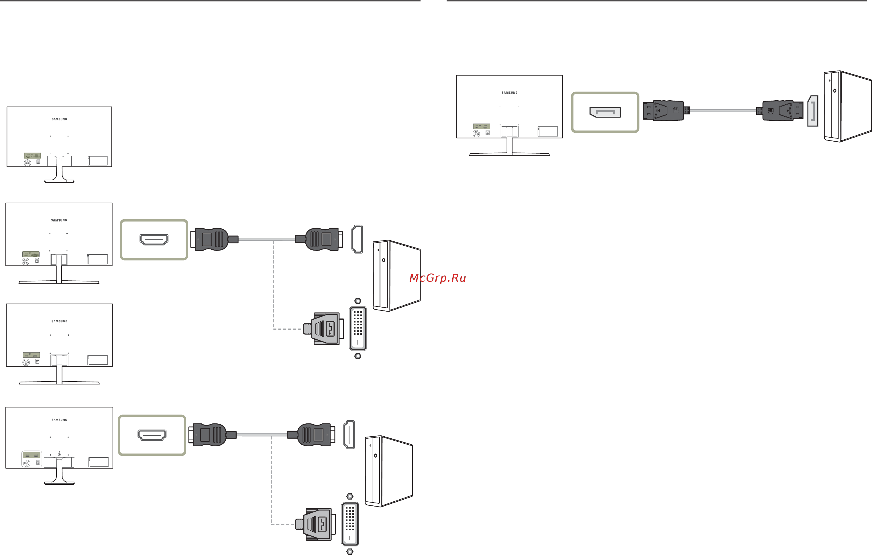 Samsung S24F354FHI [24/44] Подключение с использованием кабеля hdmi или hdmi dvi
