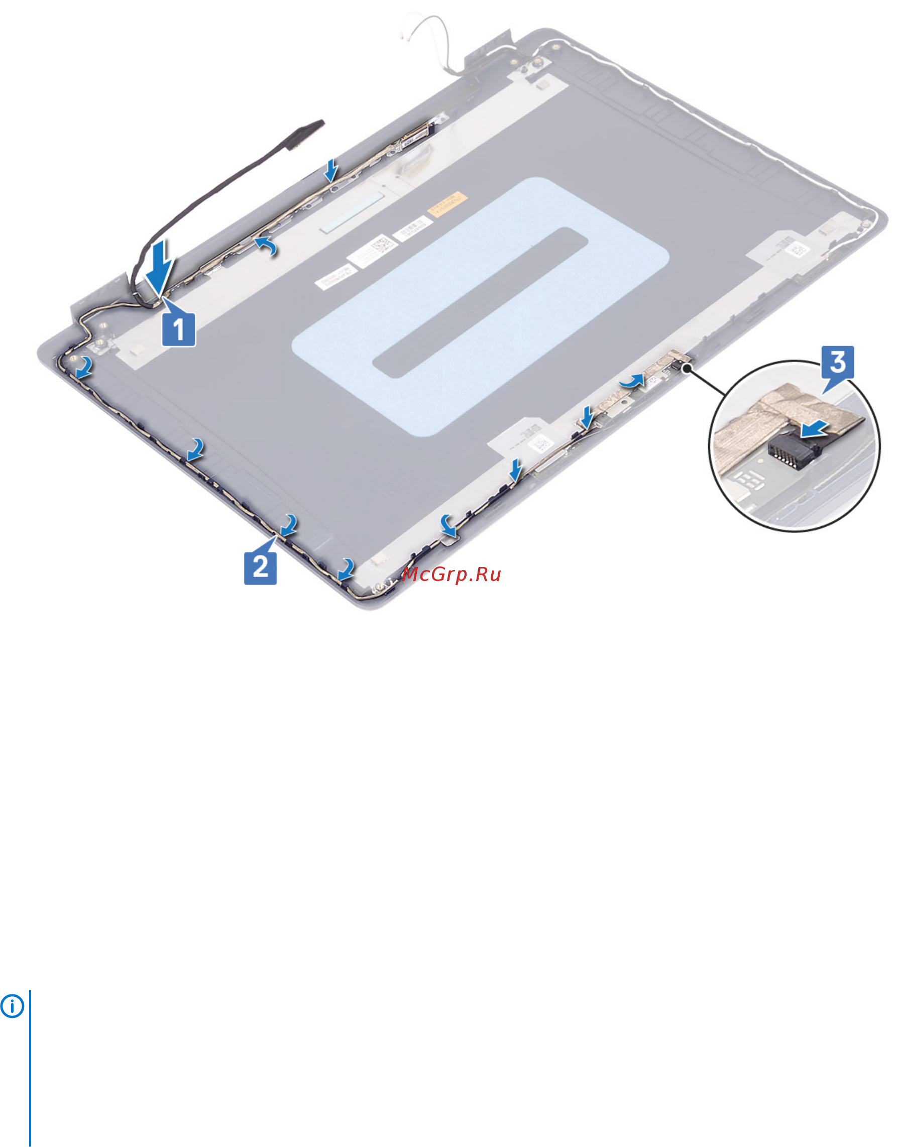 Dell Inspiron 5593-8680 [72/85] Снятие задней крышки дисплея и антенны в сборе