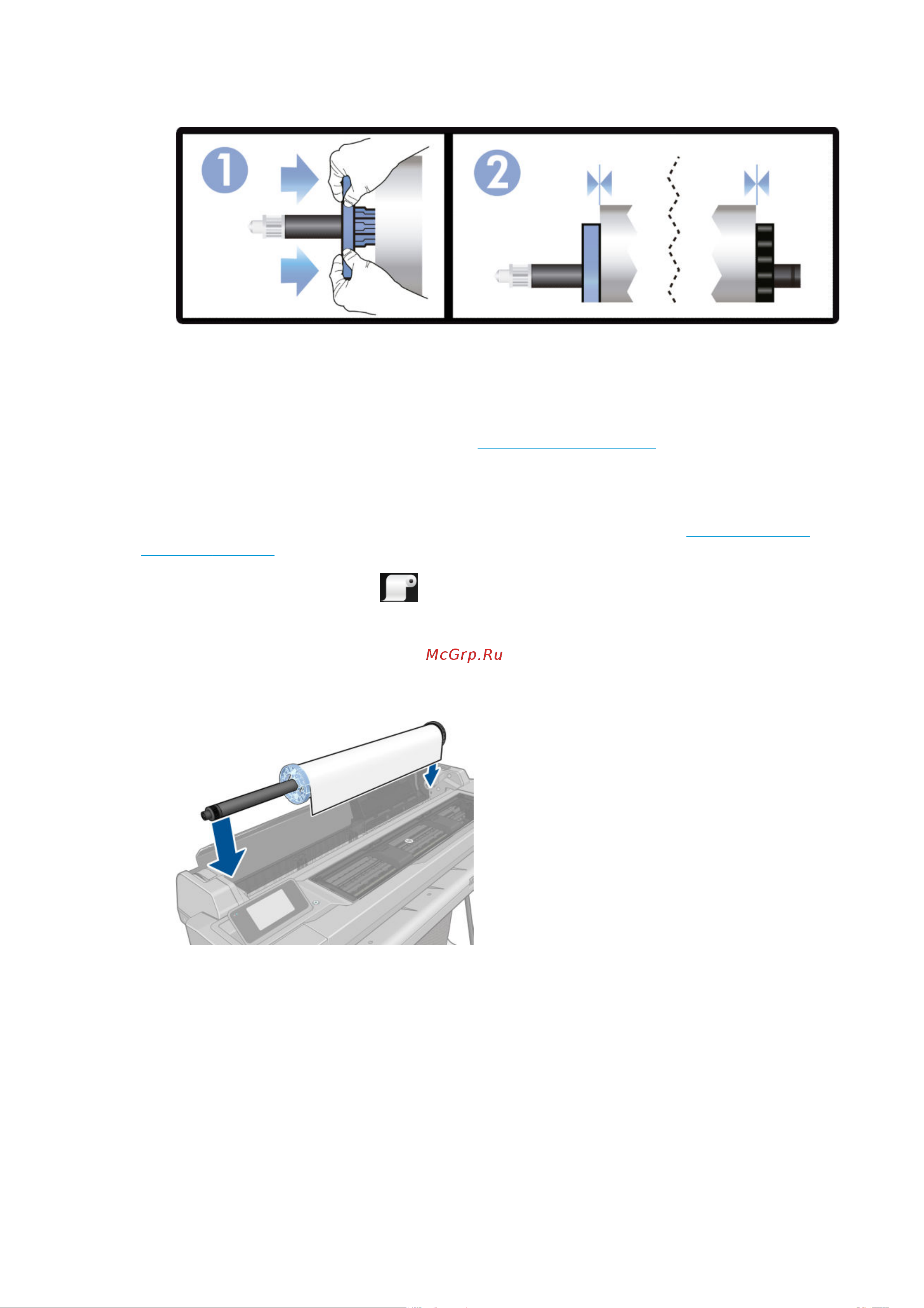 HP Designjet T125 (5ZY57A) [36/144] Загрузка рулона в принтер