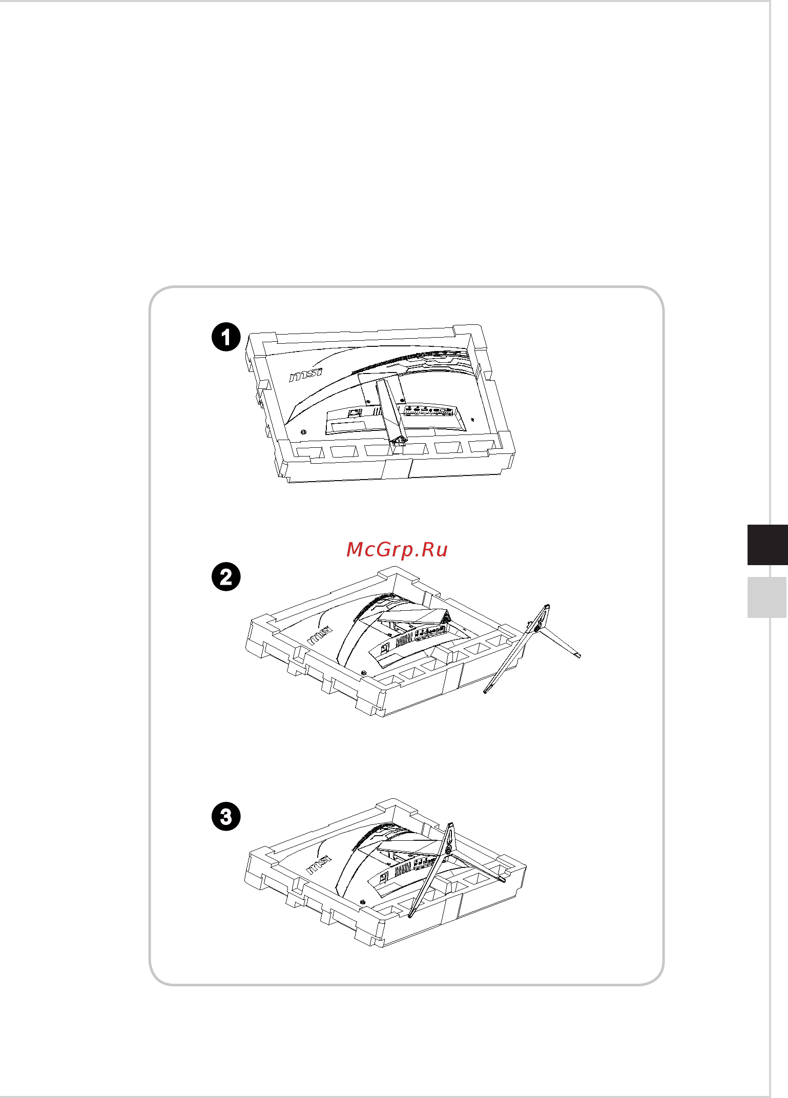 MSI Optix MAG241C [11/34] Установка монитора на подставку опционально