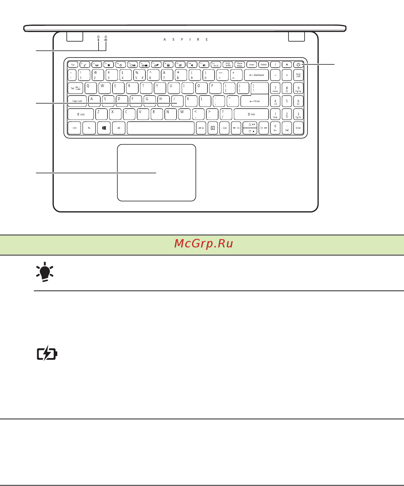 Acer Aspire A315-42G-R4CM NX.HF8ER.02G [11/83] Вид клавиатуры