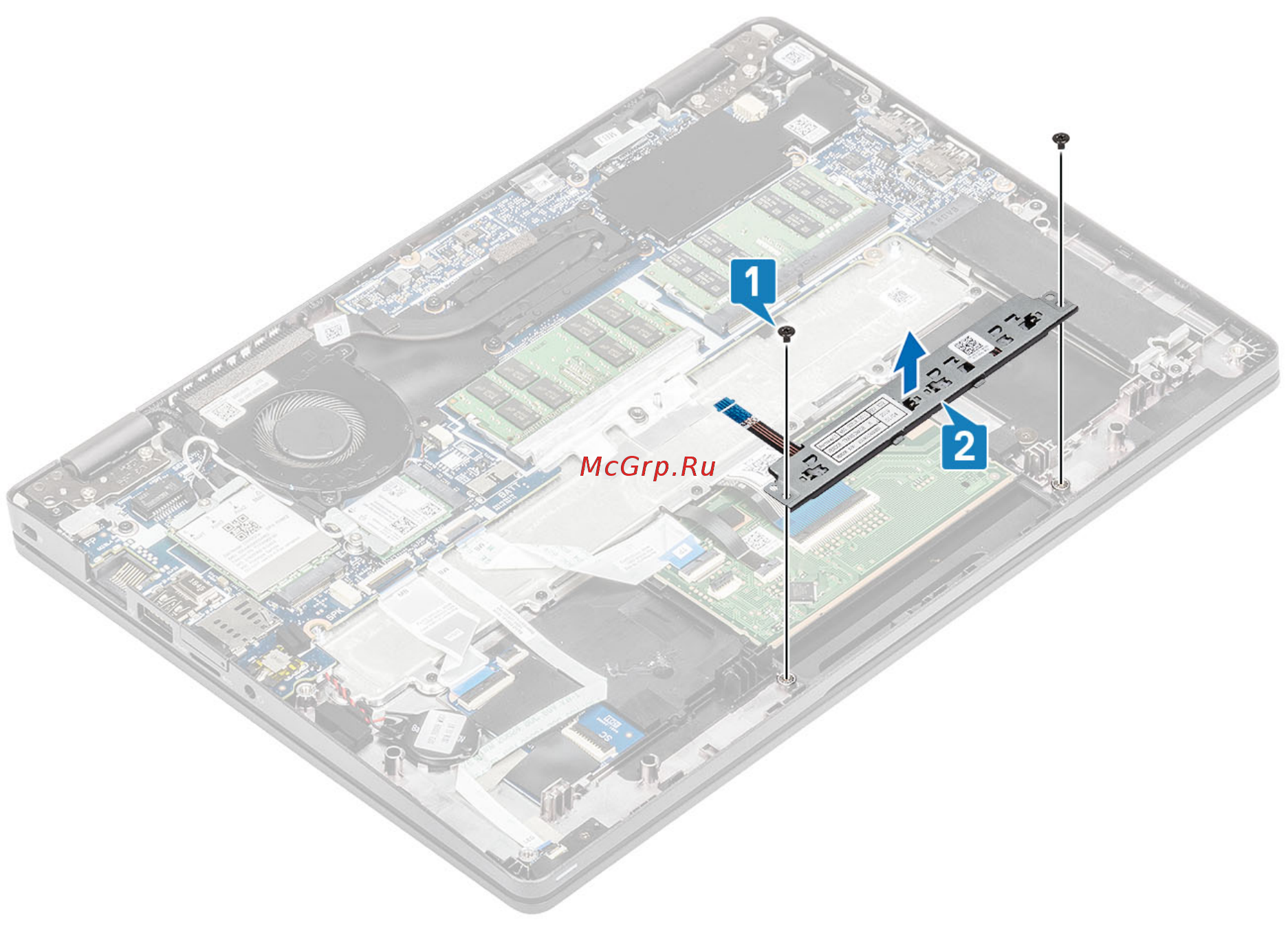 Dell Latitude 5300-2880 [64/120] Установка платы кнопок сенсорной панели