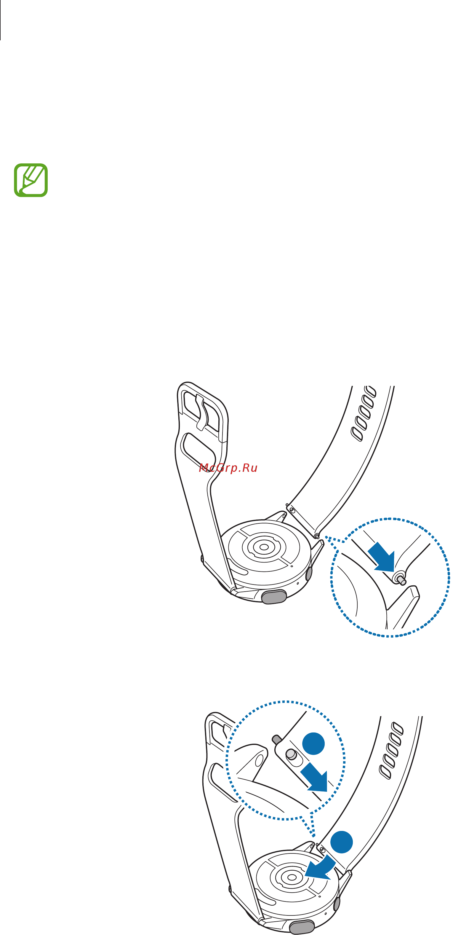 Samsung SM-R830 Galaxy Watch Active2 Алюминий 40 мм [21/139] Присоединение или замена ремешка