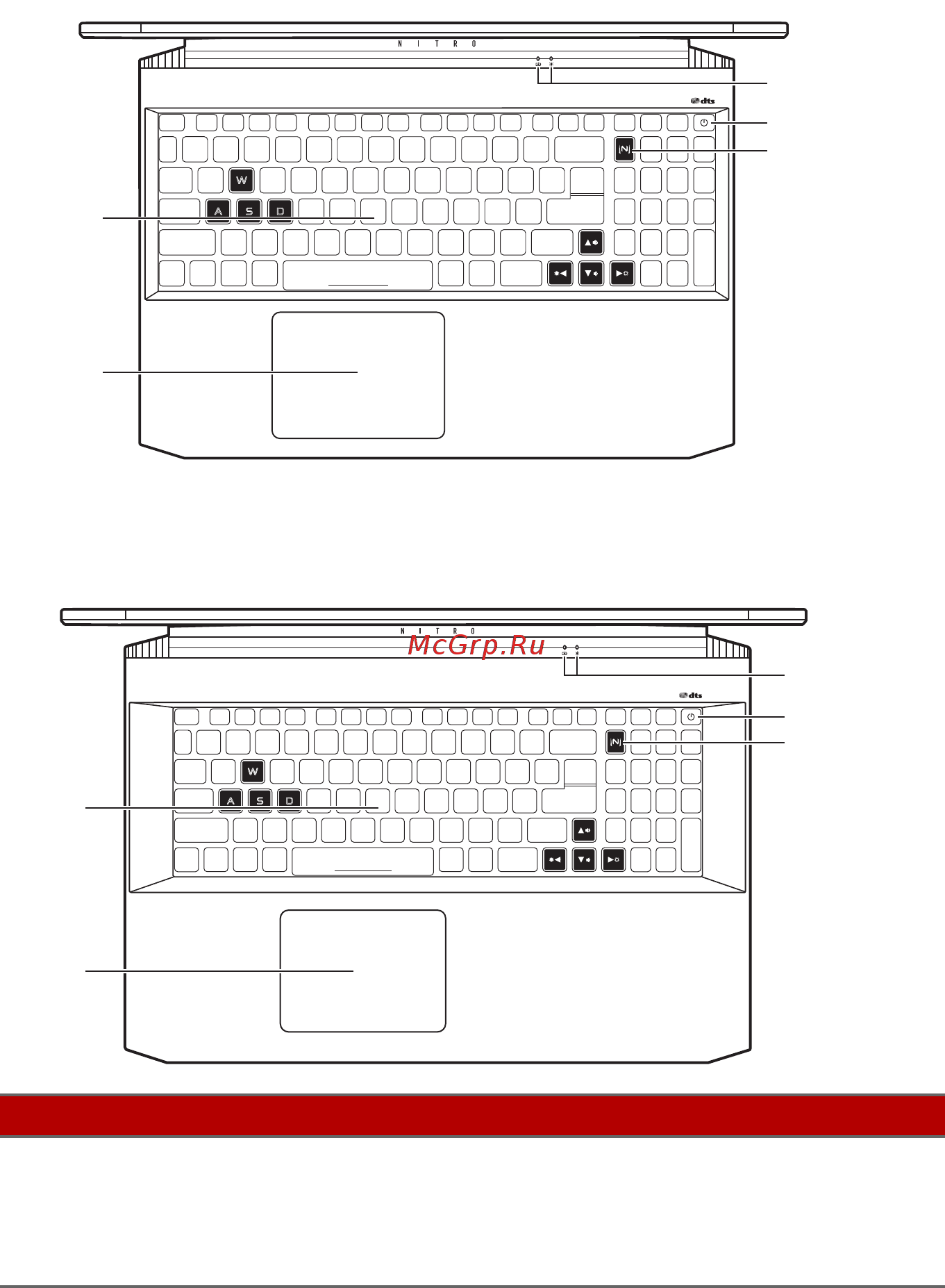 Acer Nitro 5 AN517-52-571M (NH.Q82ER.00H), как новый [15/0] Вид клавиатуры