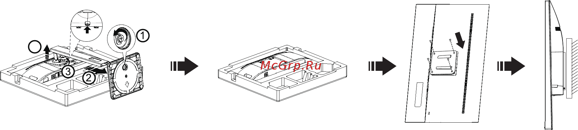 AOC Q27P2Q [12/35] Уcтанoвка кpoнштeйна для кpeплeния на cтeну