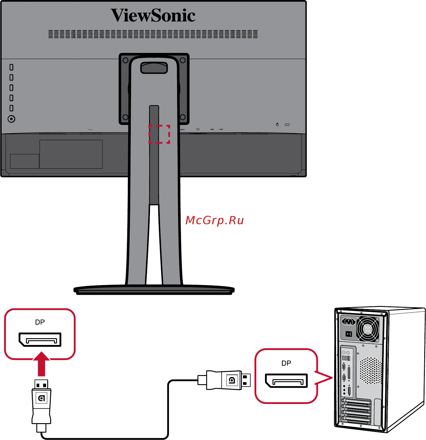 Viewsonic VP2458 [16/71] Подключение кабелем displayport
