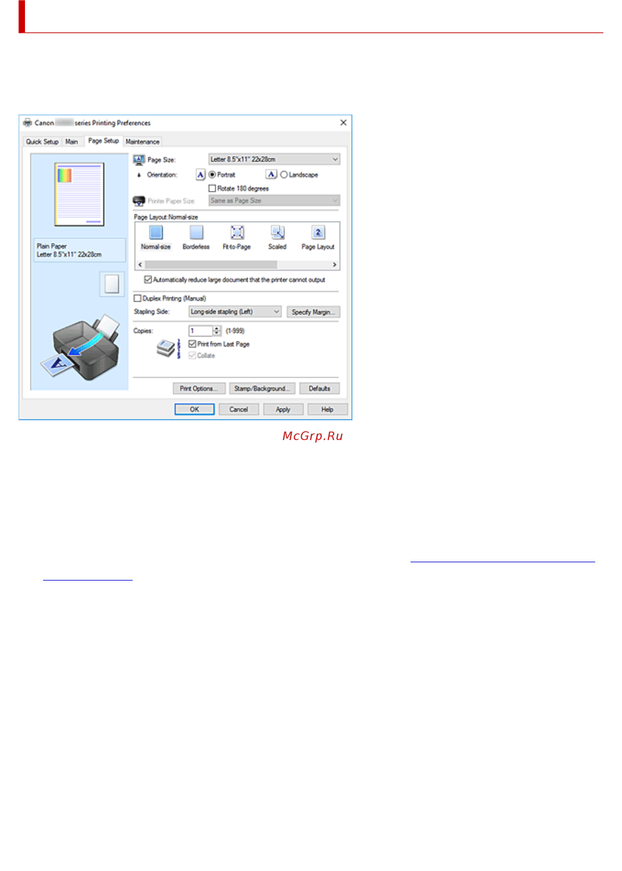 Canon PIXMA G3420 MegaTank [257/443] Описание вкладки страница