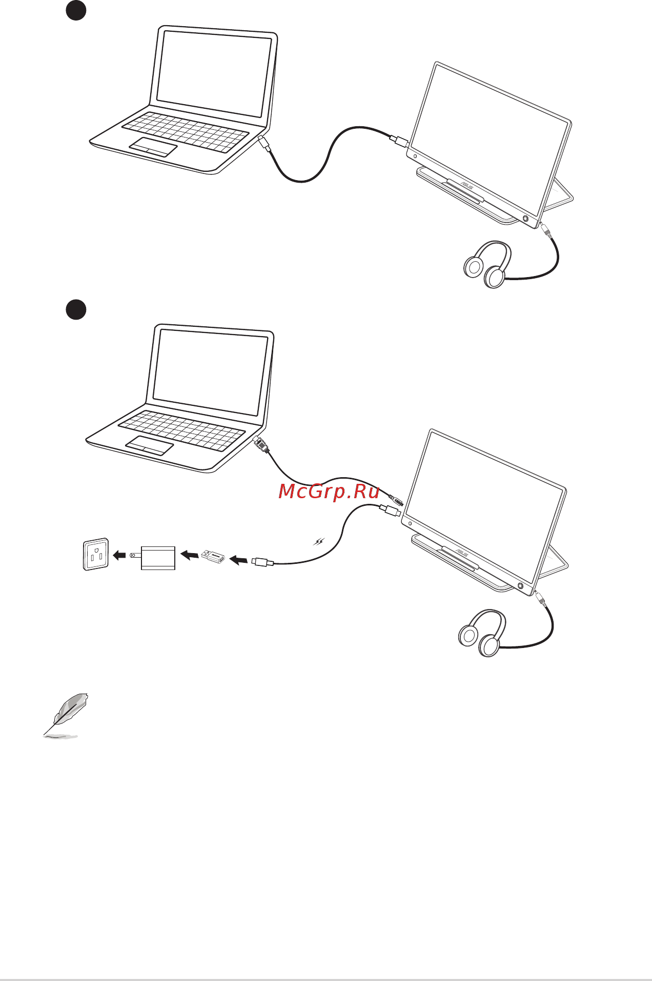 Asus MB16AH [12/24] Подключение портативного монитора к системе