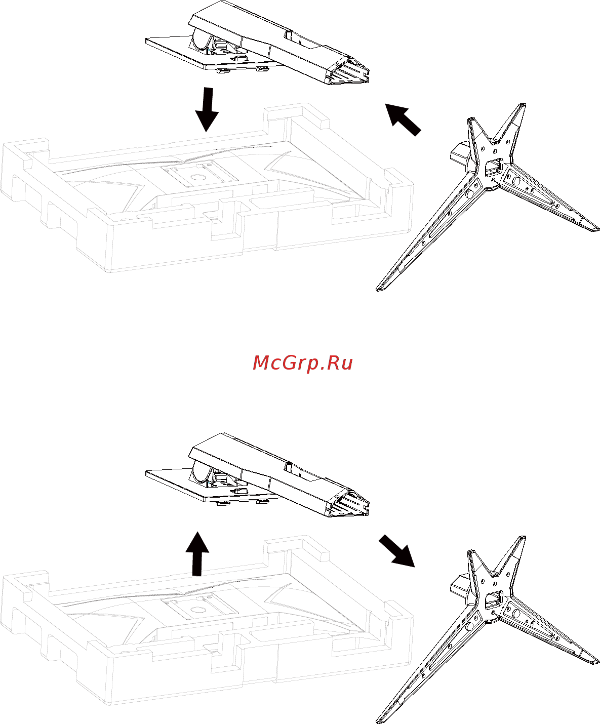 AOC C24G2AE/BK [9/30] Уcтанoвка пoдcтавки и ocнoвания