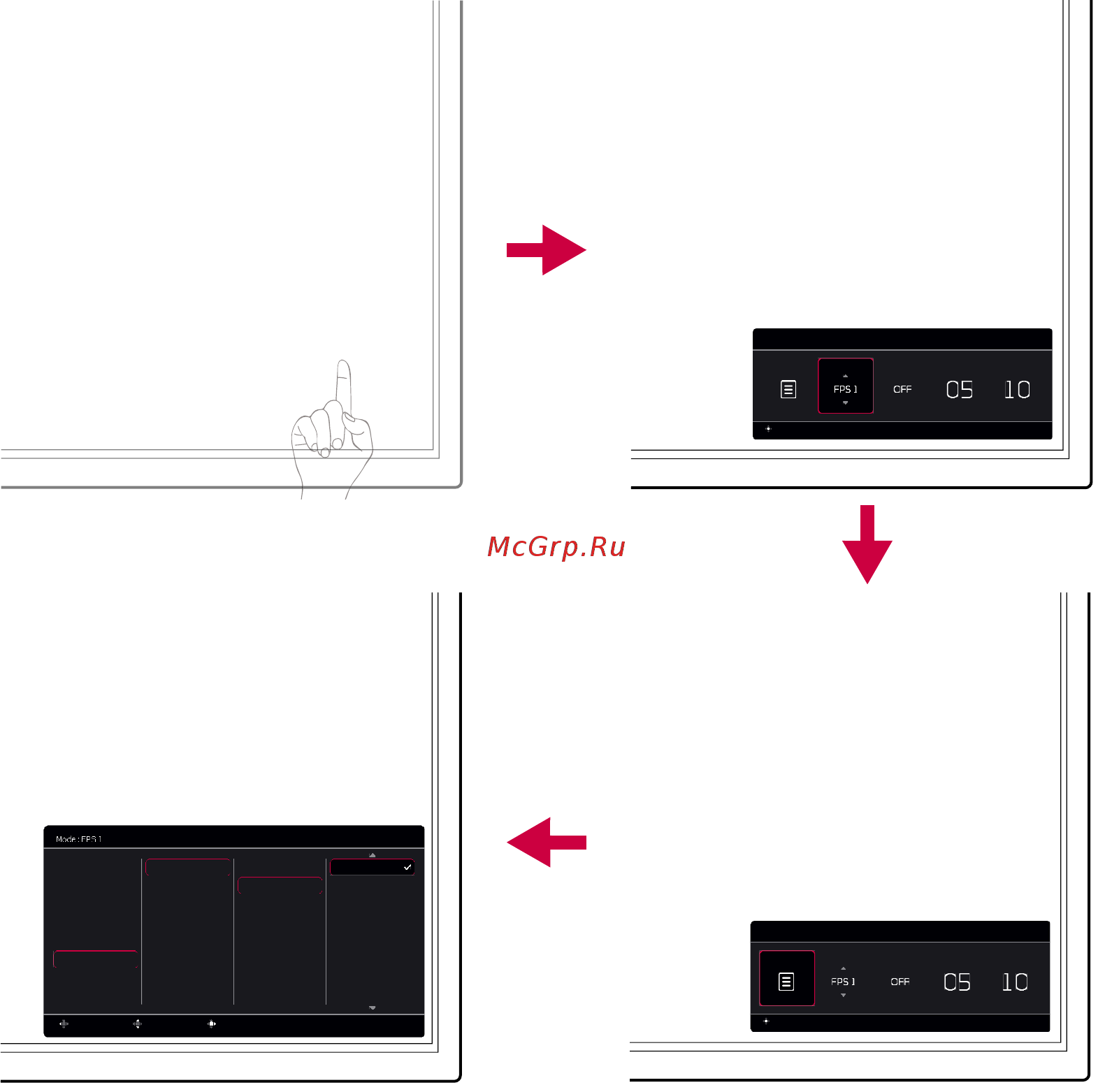 Benq Zowie XL 24.5'' (XL2540K) [36/0] На задней стенке монитора нажмите клавишу с нужной функцией