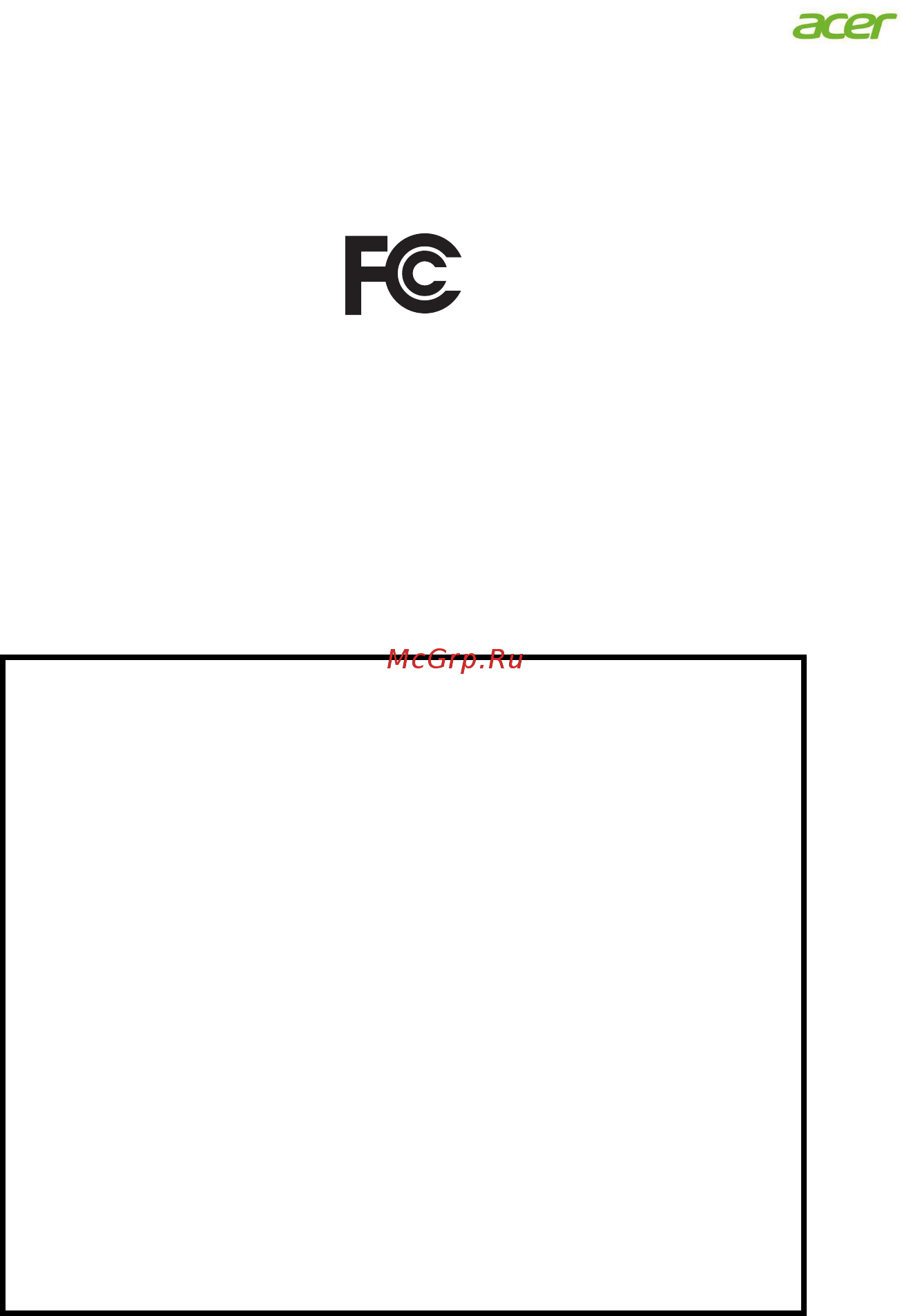 Acer Gaming Nitro XV242YPbmiiprx [34/34] Federal communications commission declaration of conformity