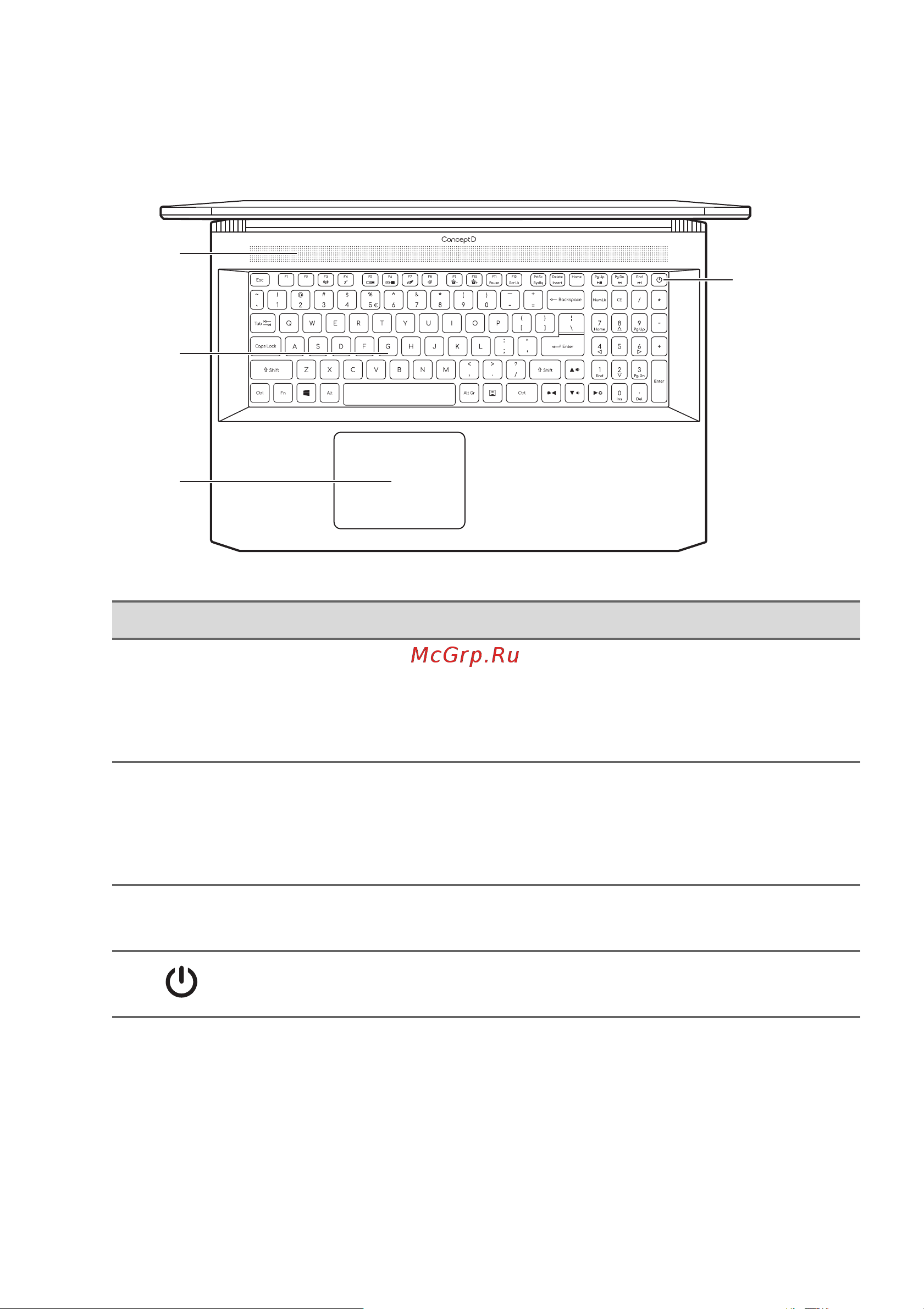 Acer ConceptD 5 CN517-71-70ZG NX.C52ER.003 [11/93] Вид клавиатуры