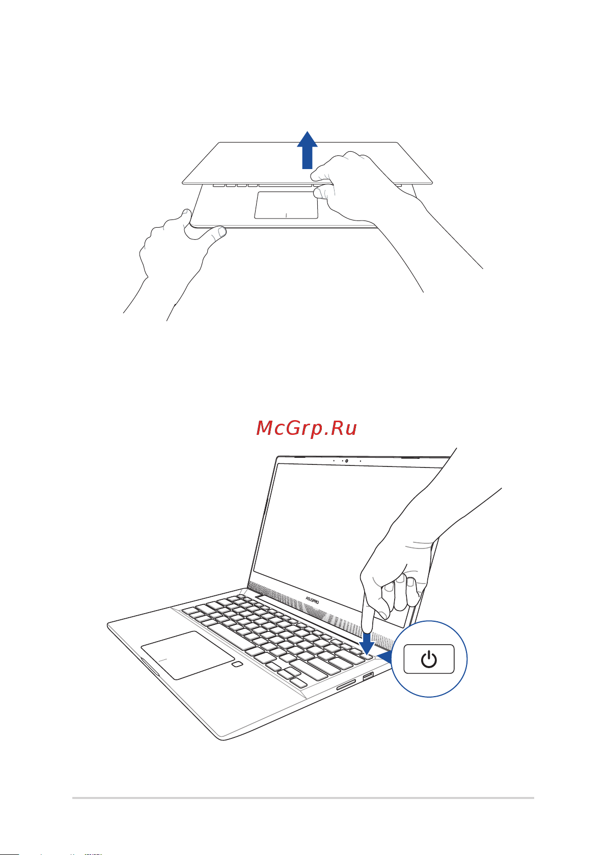 Asus PRO P1440FA-FA2583R [28/104] Lift to open the display panel
