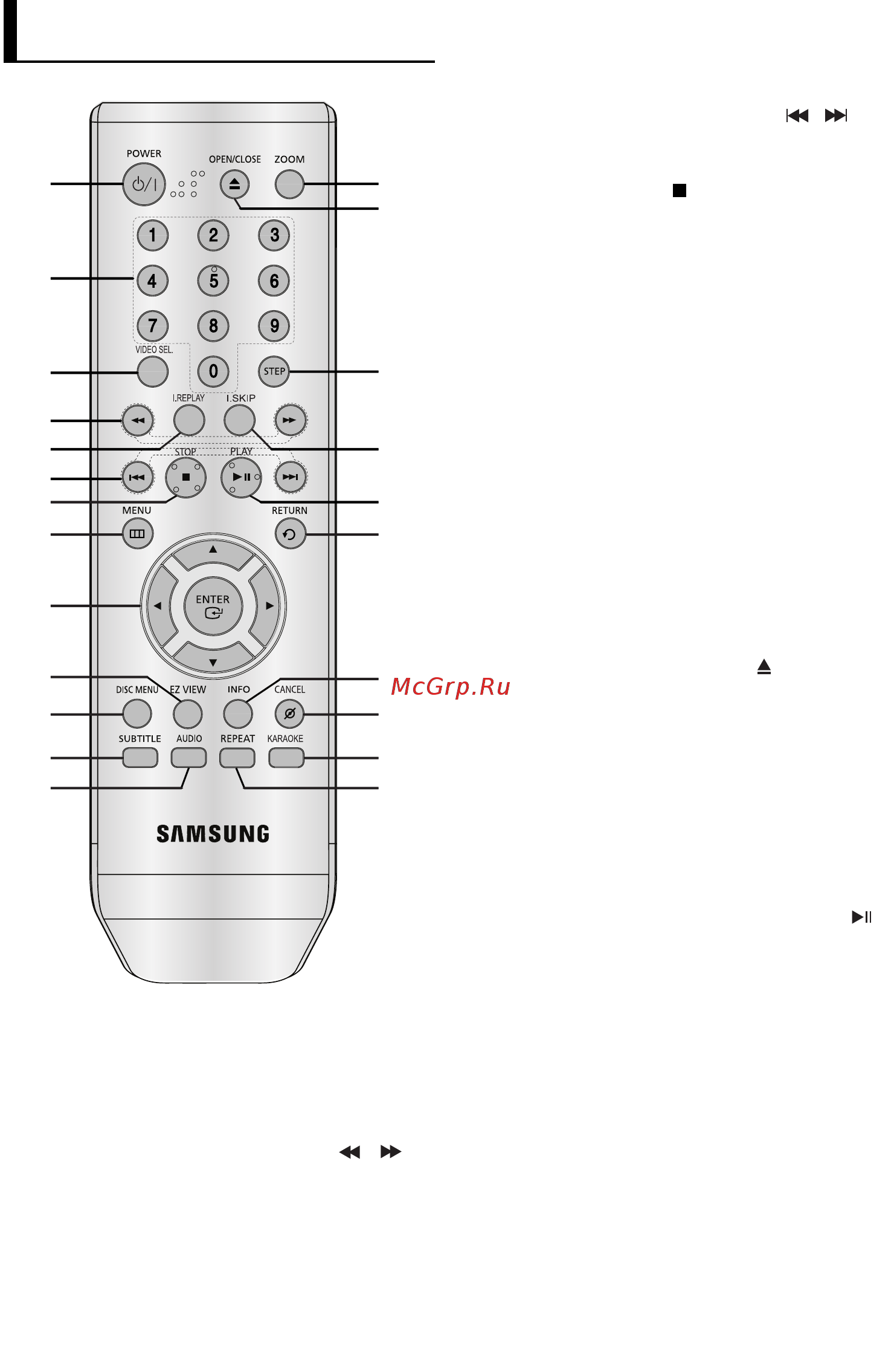 Samsung DVD-P370 K [8/37] Знакомство с пультом дистанционного управления