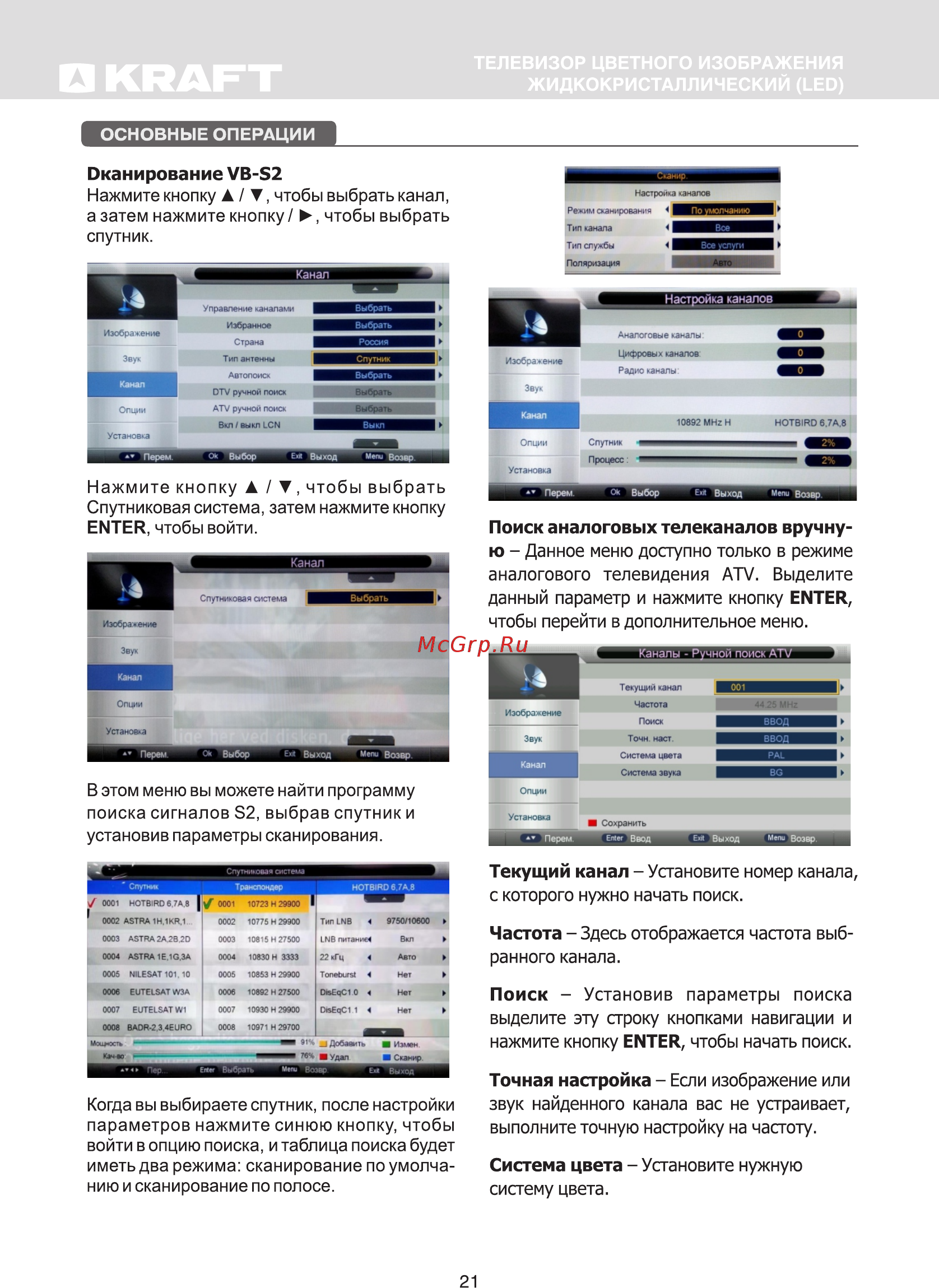 KRAFT KTV-С40FD02T2CI [23/45] Основные операции