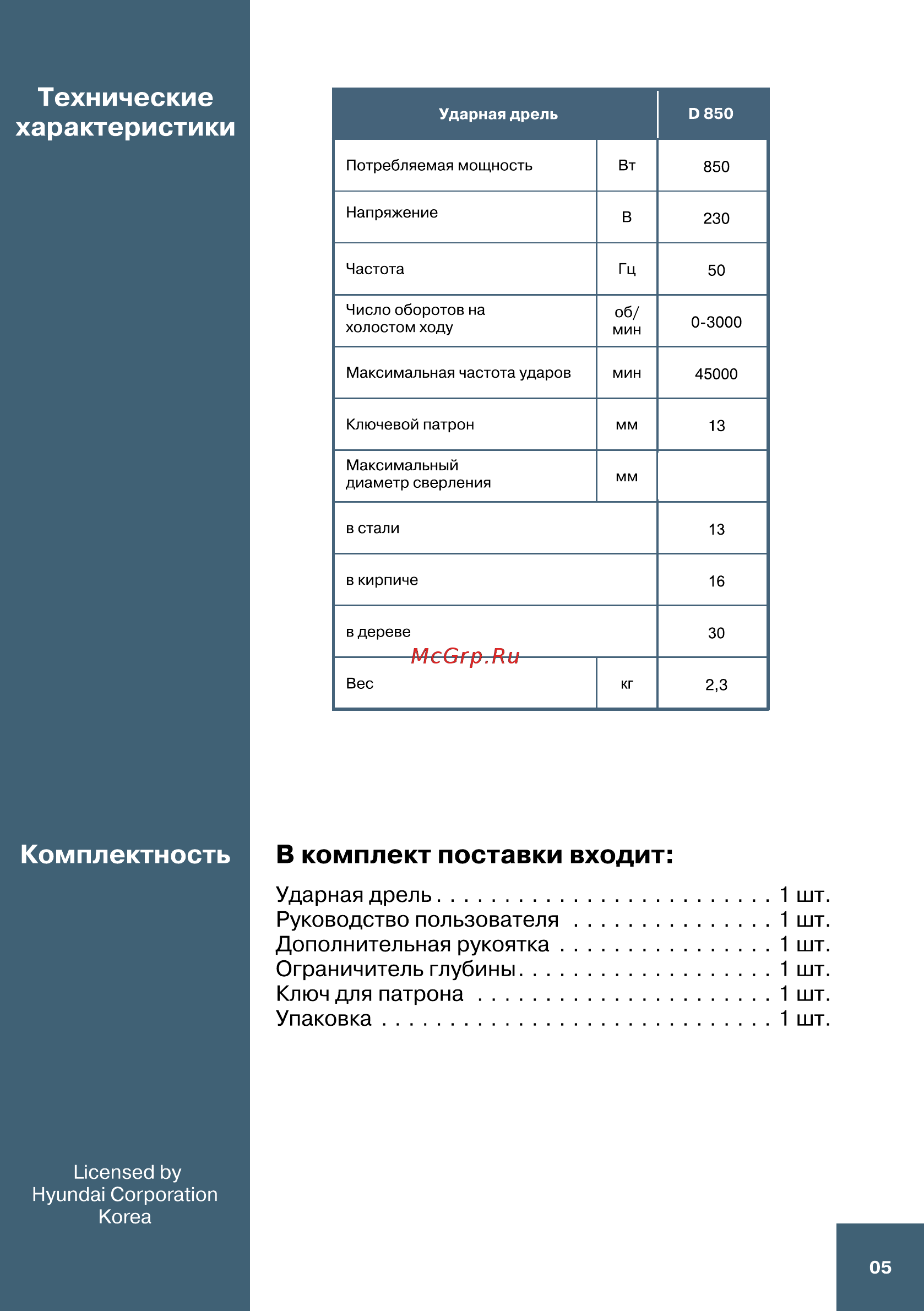 Hyundai D 850 Expert Инструкция по эксплуатации онлайн [5/16] 570653