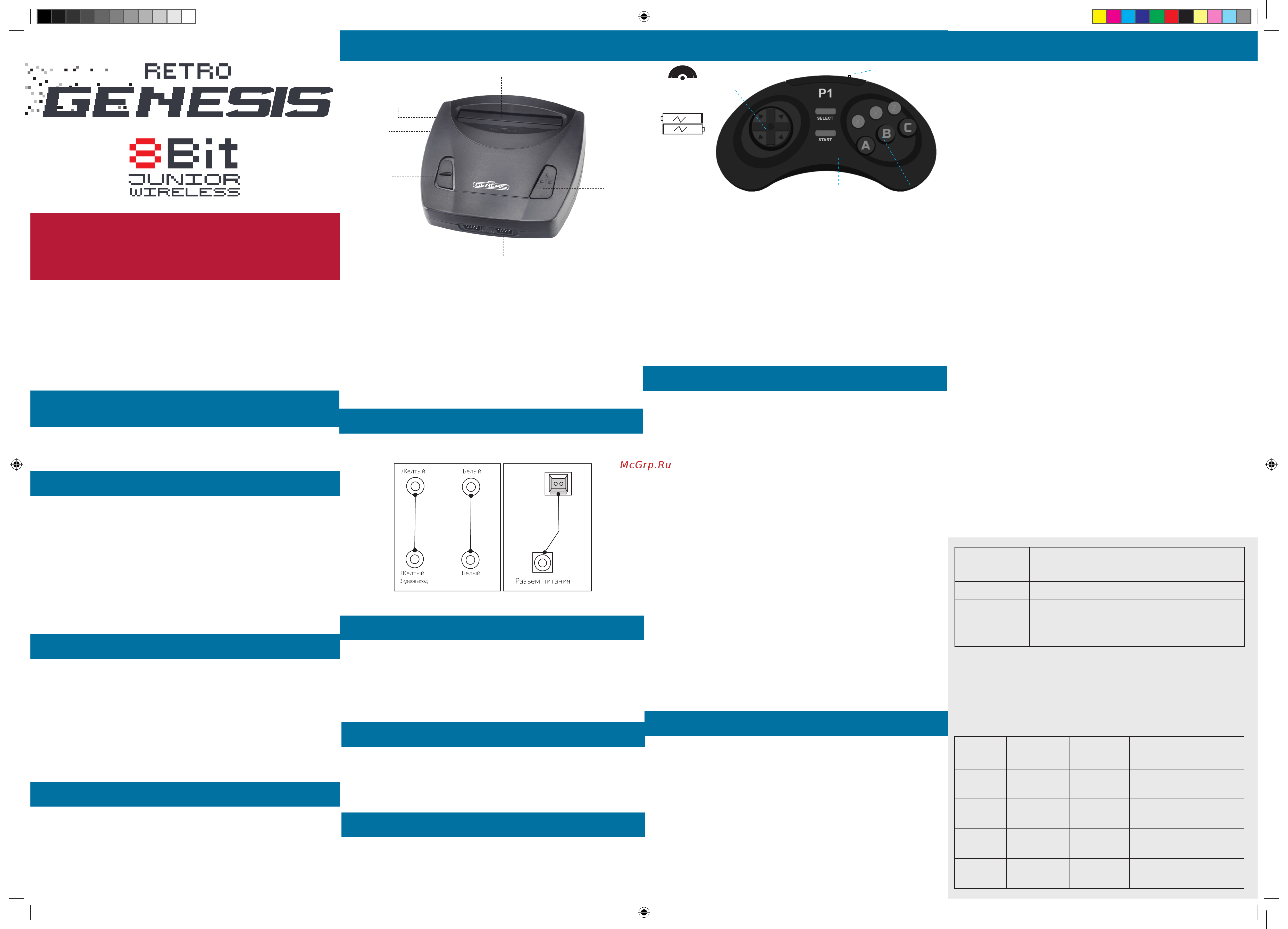 Retro Genesis Junior Wireless (300игр 8 bit)+2 беспр. джойстика Инструкция по эксплуатации онлайн